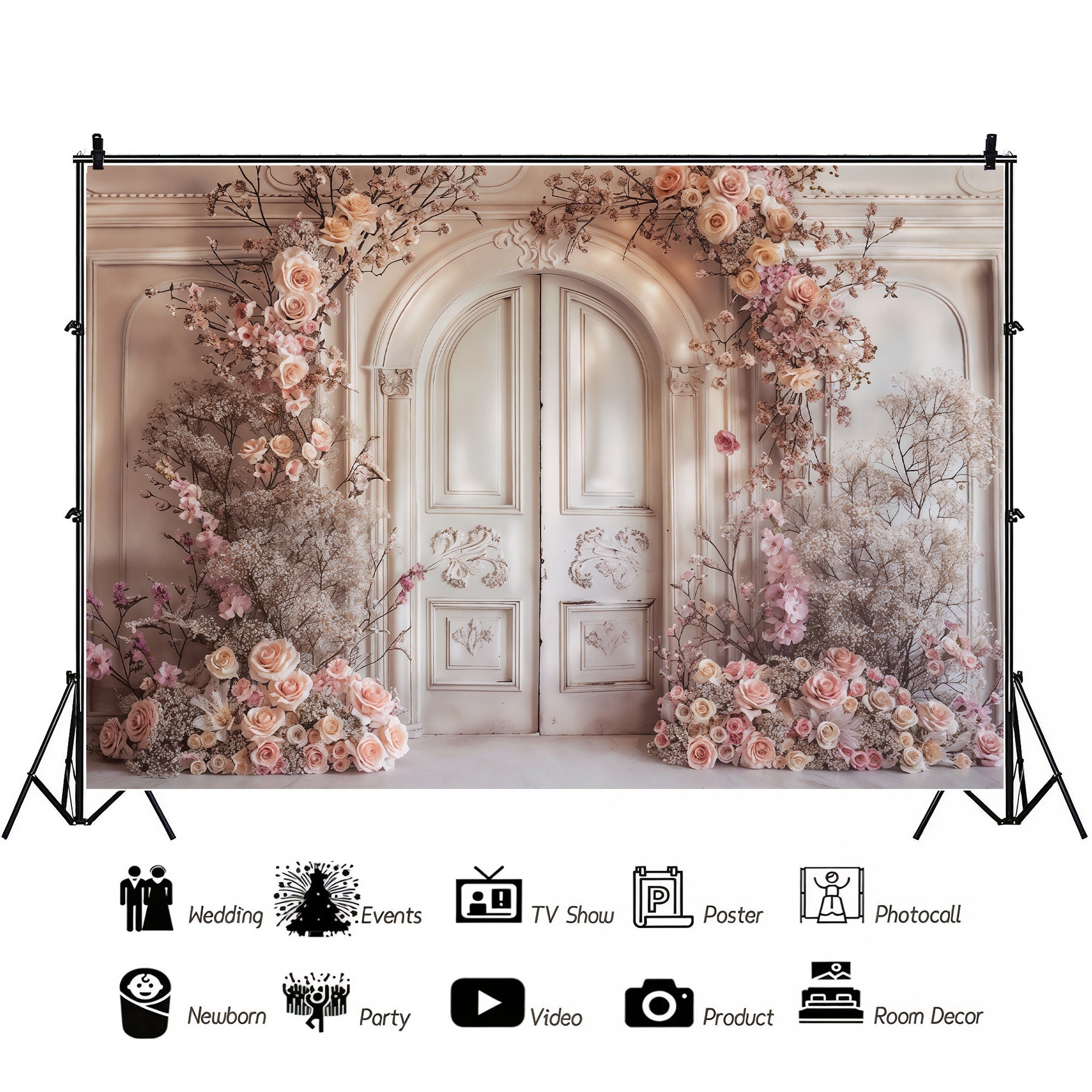 Romantic Floral Archway Door Backdrop
