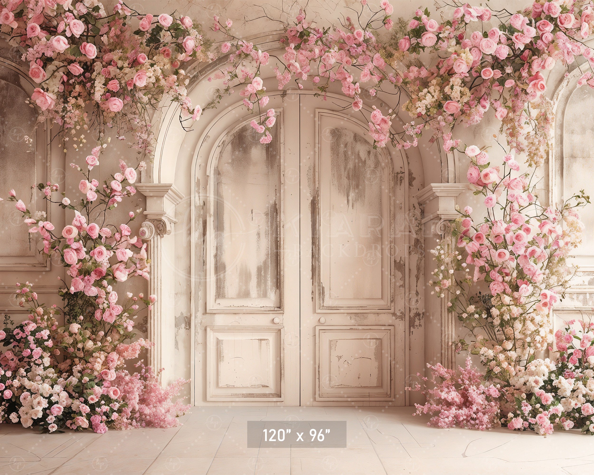 Romantic Floral Archway Door Backdrop