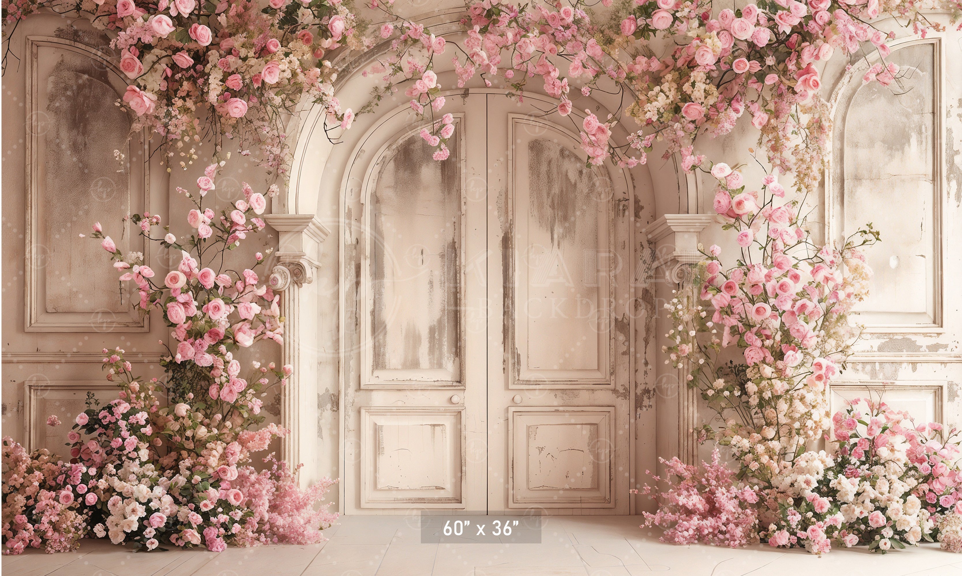 Romantic Floral Archway Door Backdrop