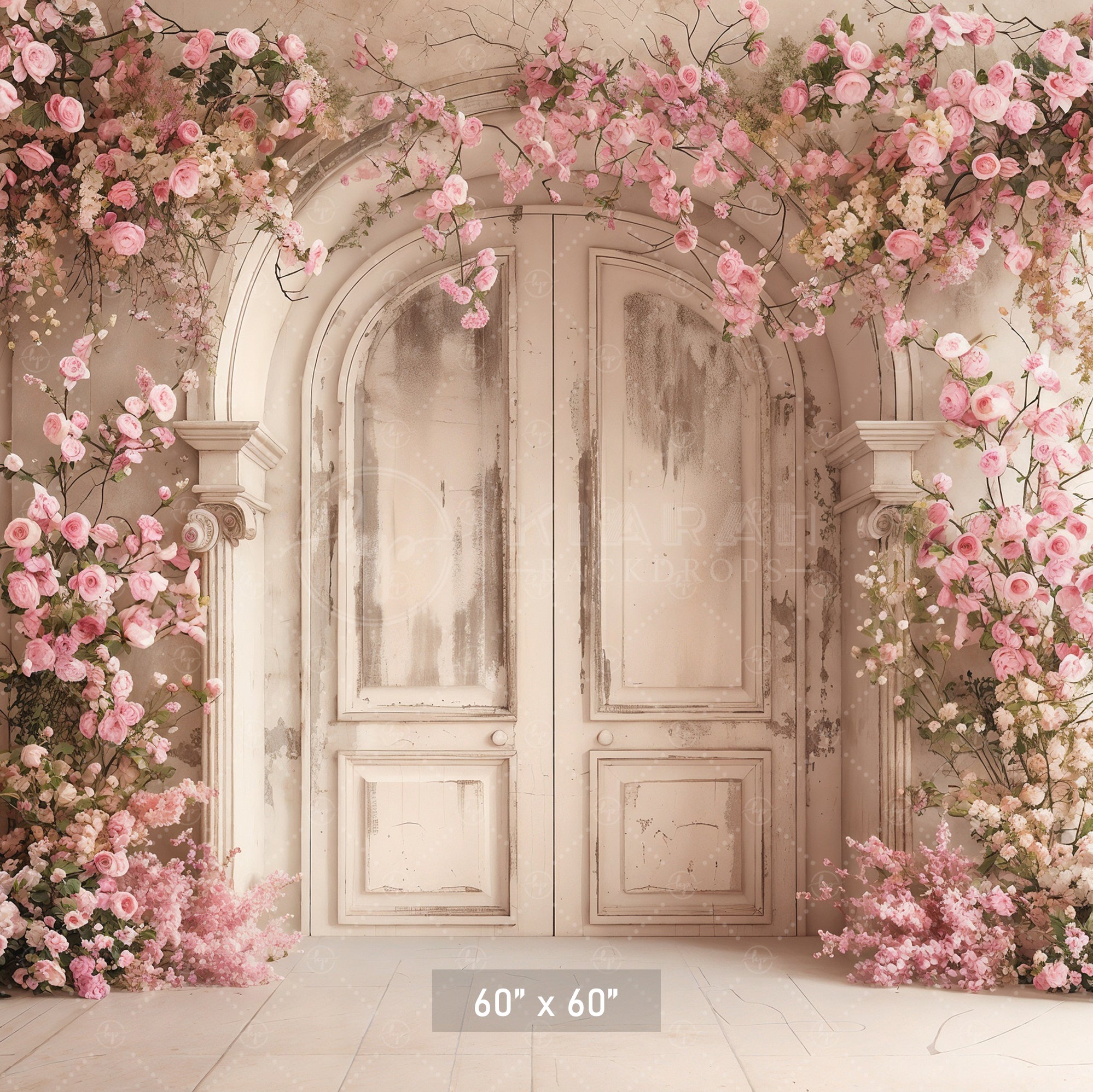 Romantic Floral Archway Door Backdrop