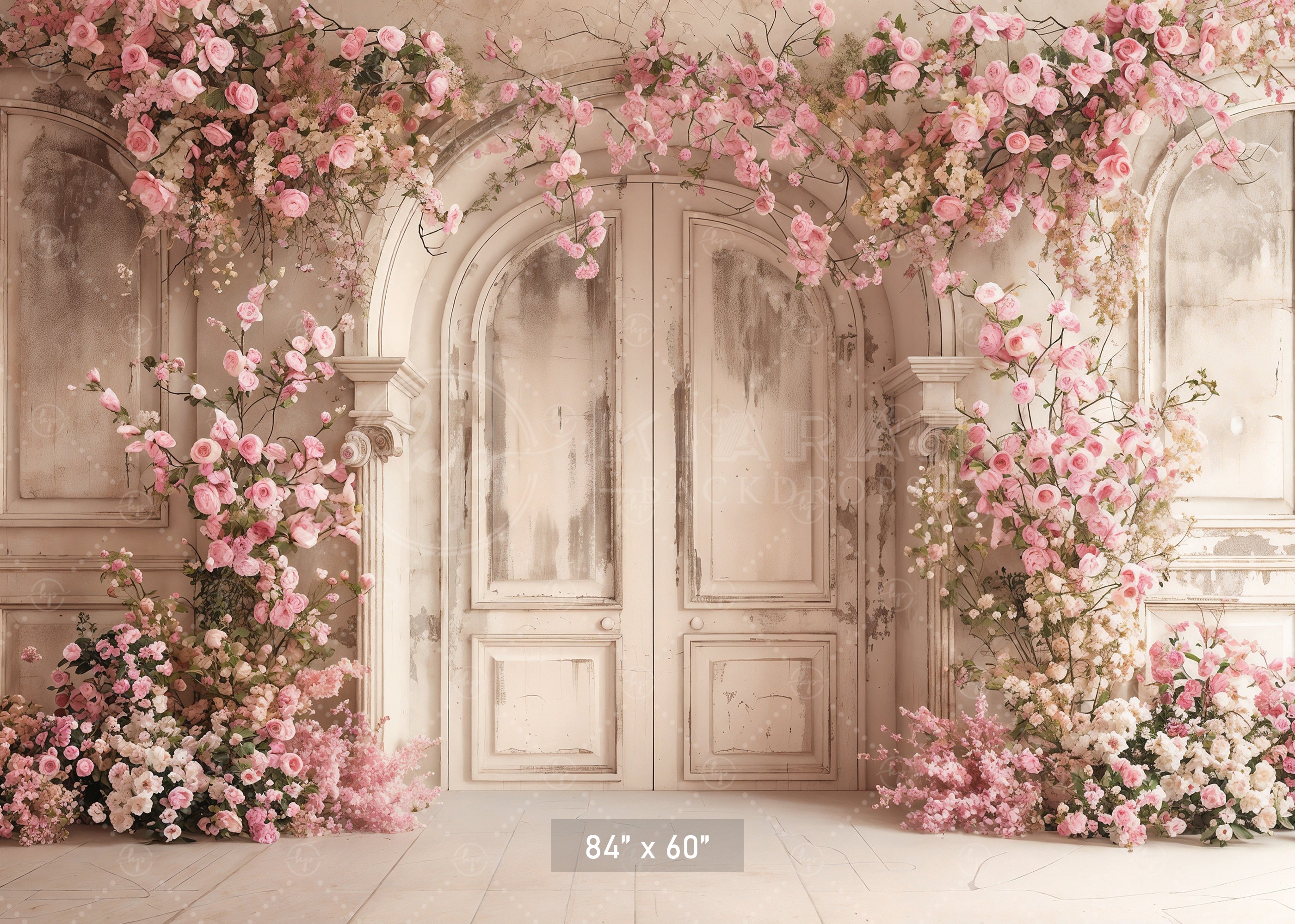 Romantic Floral Archway Door Backdrop