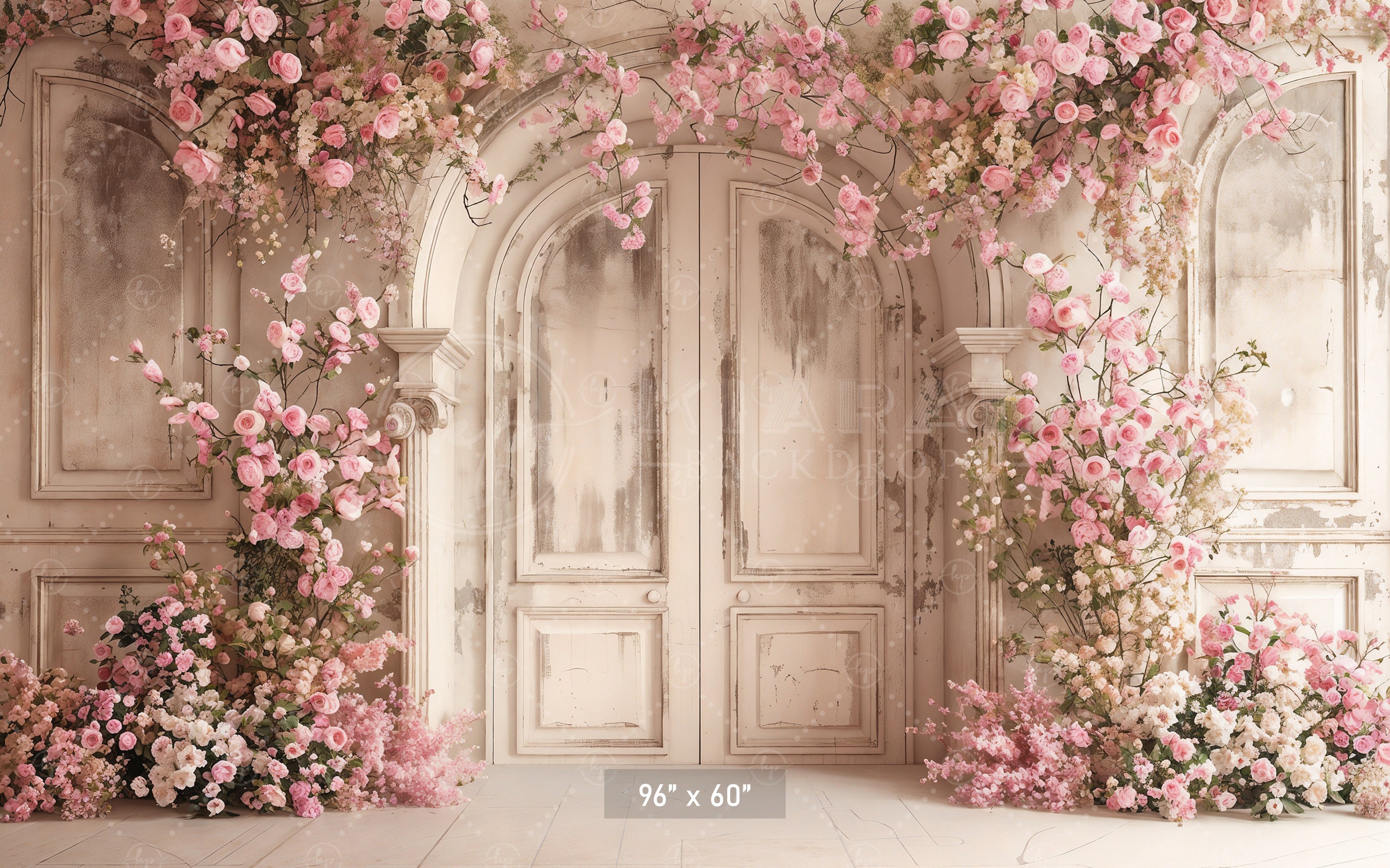 Romantic Floral Archway Door Backdrop
