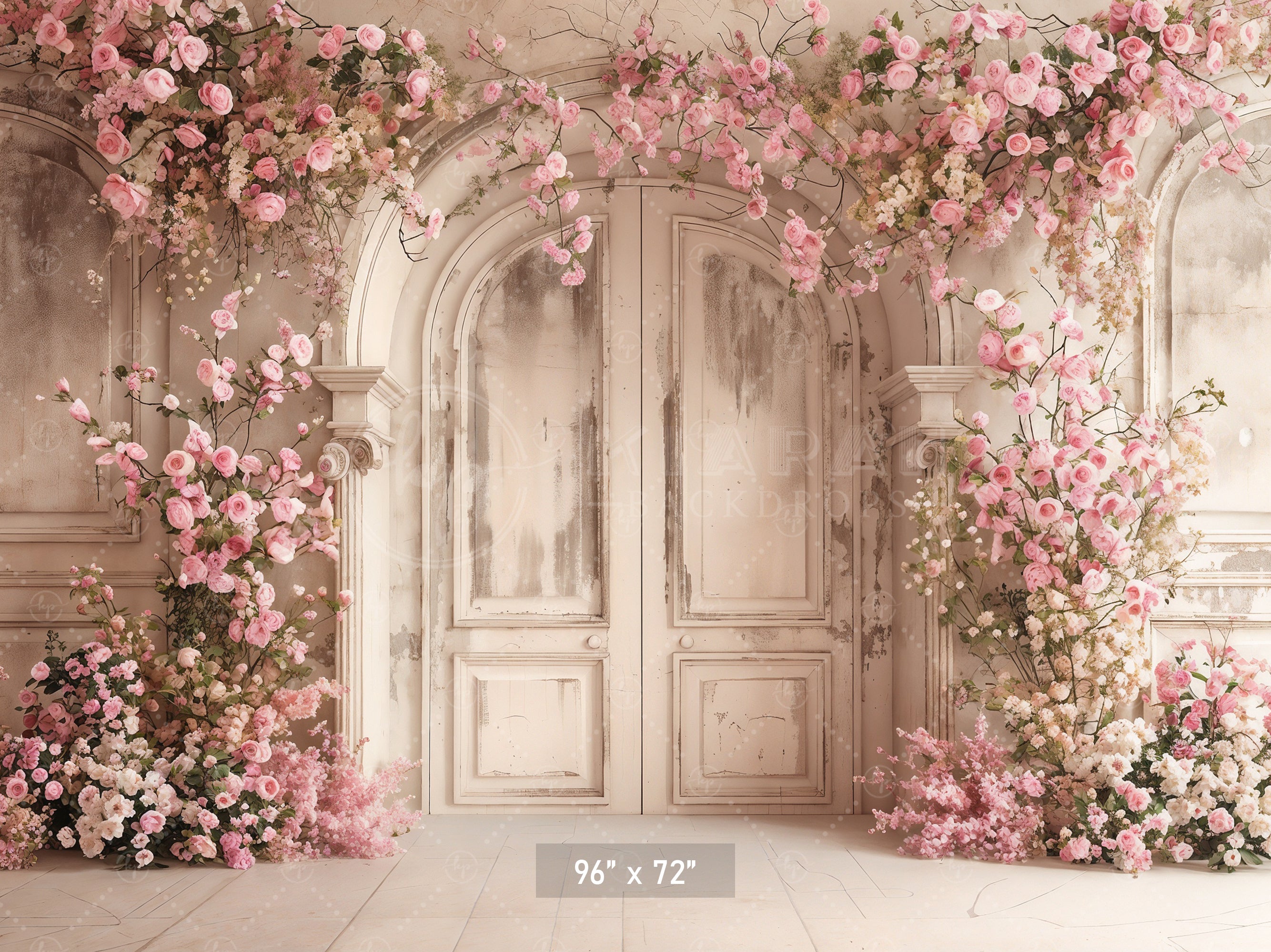 Romantic Floral Archway Door Backdrop
