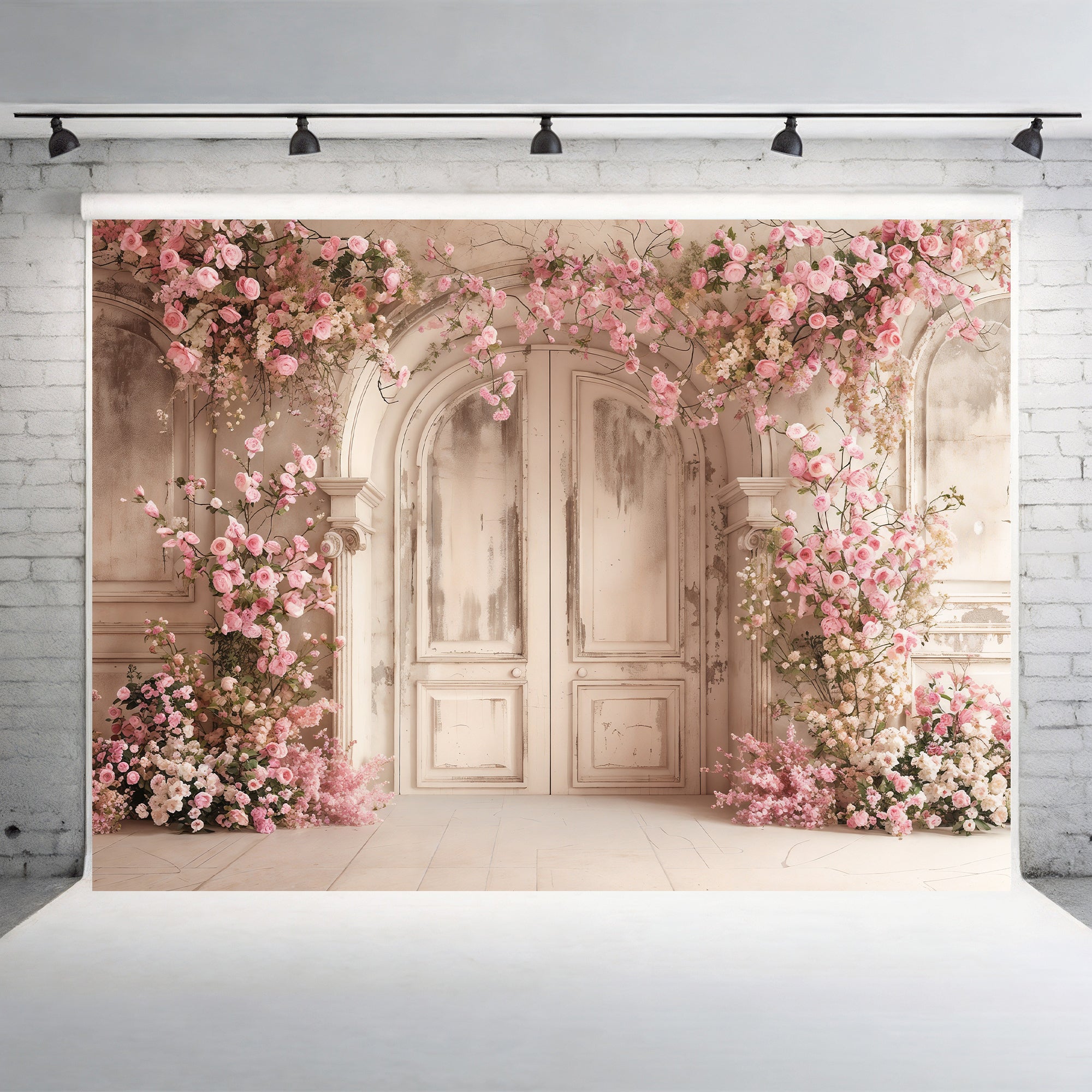 Romantic Floral Archway Door Backdrop