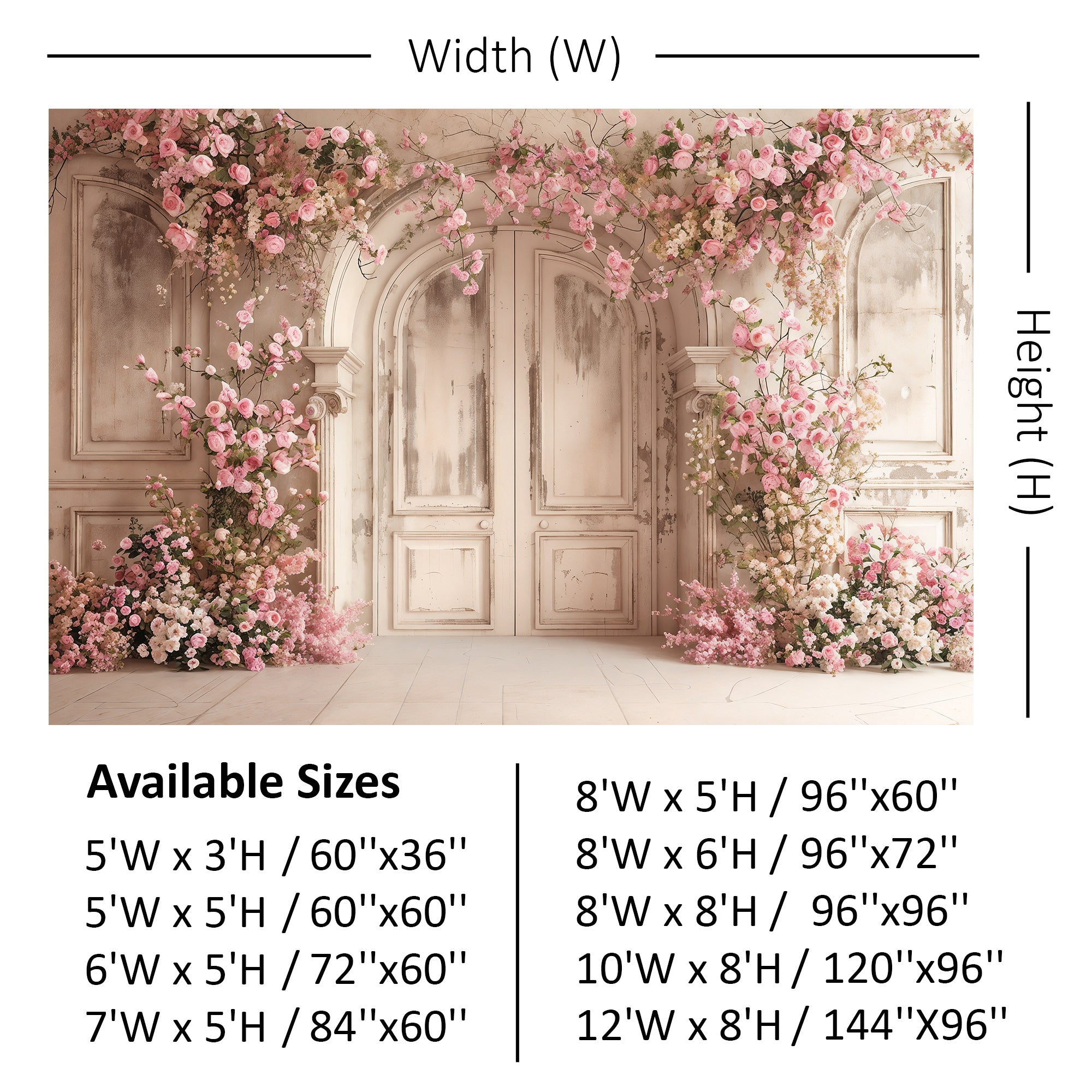 Romantic Floral Archway Door Backdrop