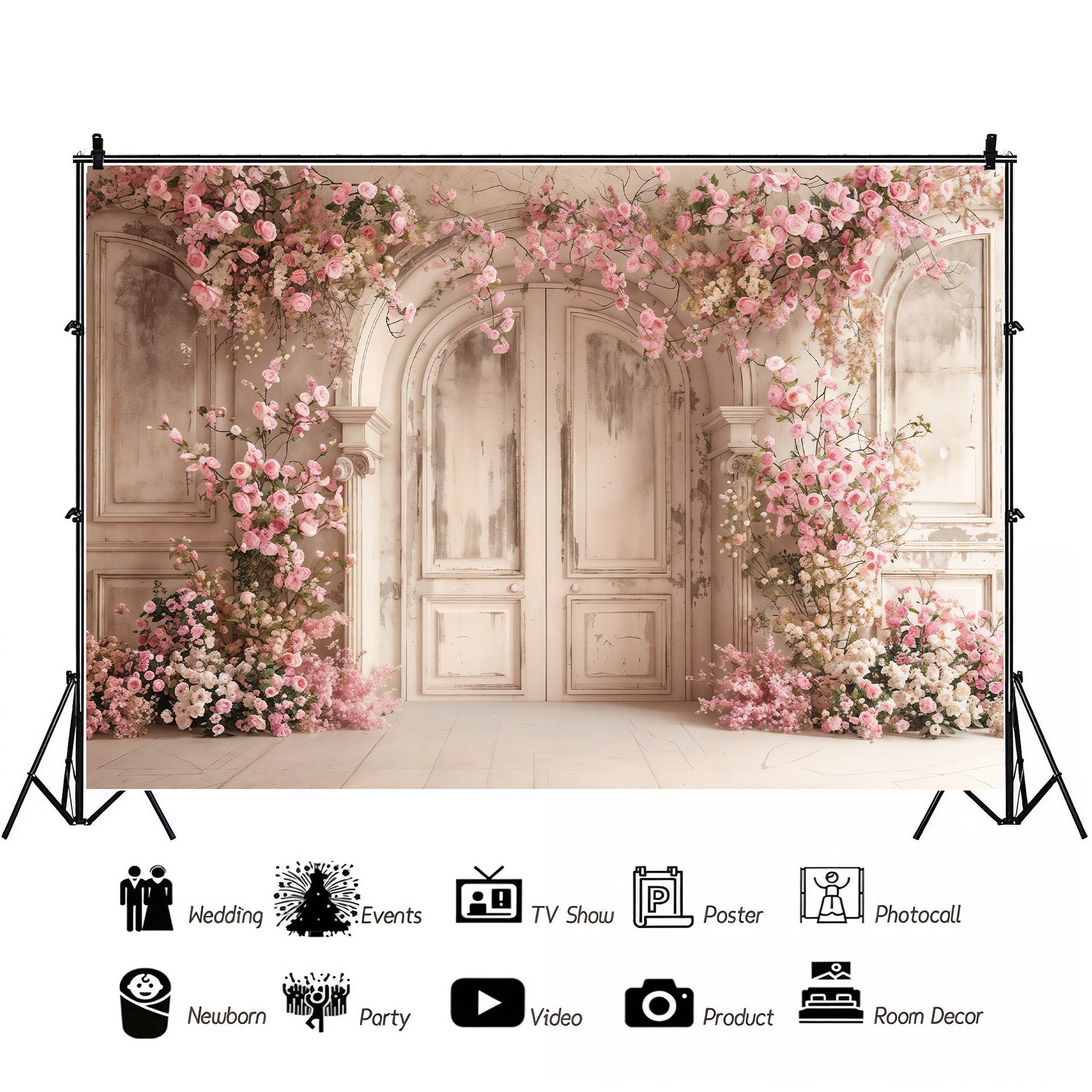 Romantic Floral Archway Door Backdrop