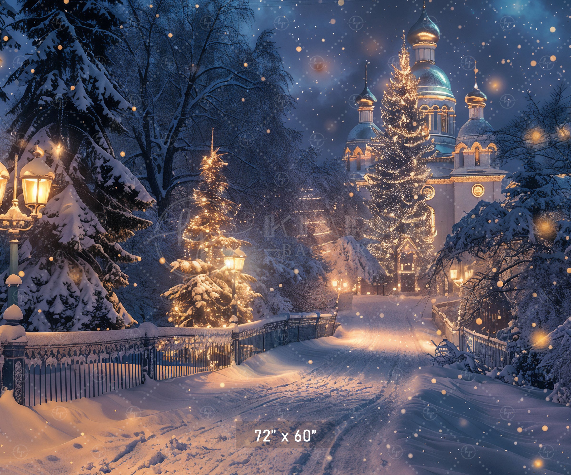 Enchanted Winter Christmas Night Backdrop