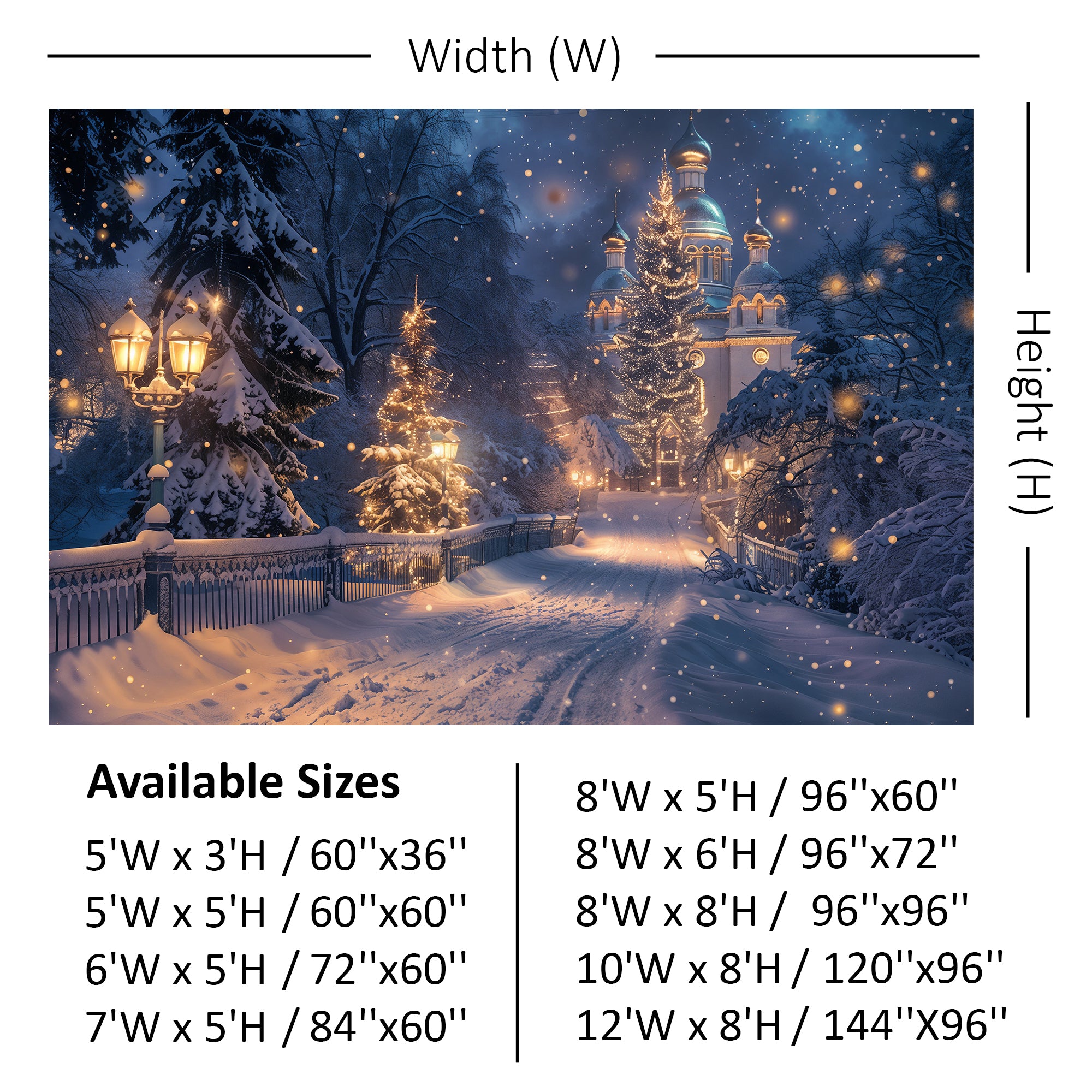 Enchanted Winter Christmas Night Backdrop