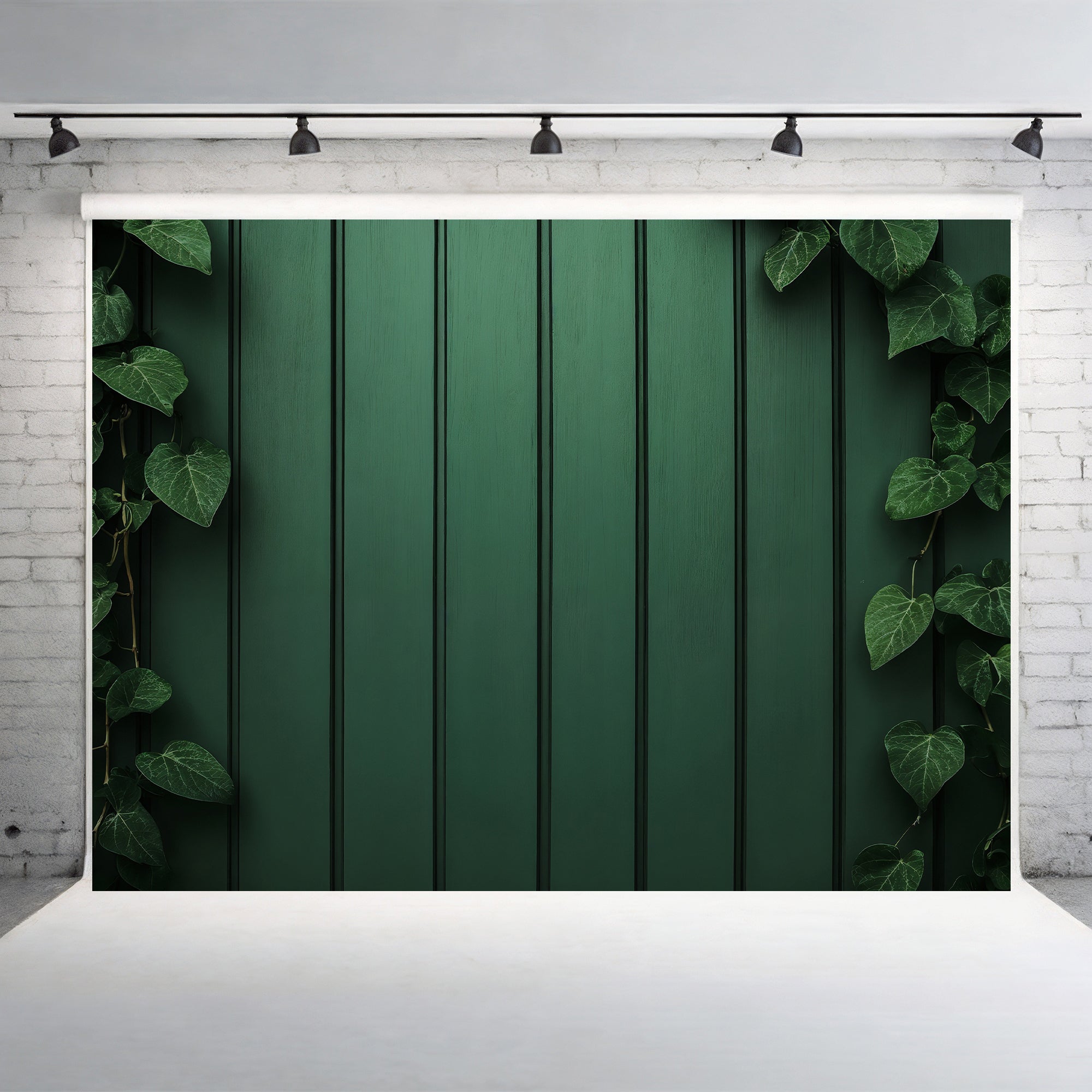 Ivy Framed Green Wood Wall Backdrop