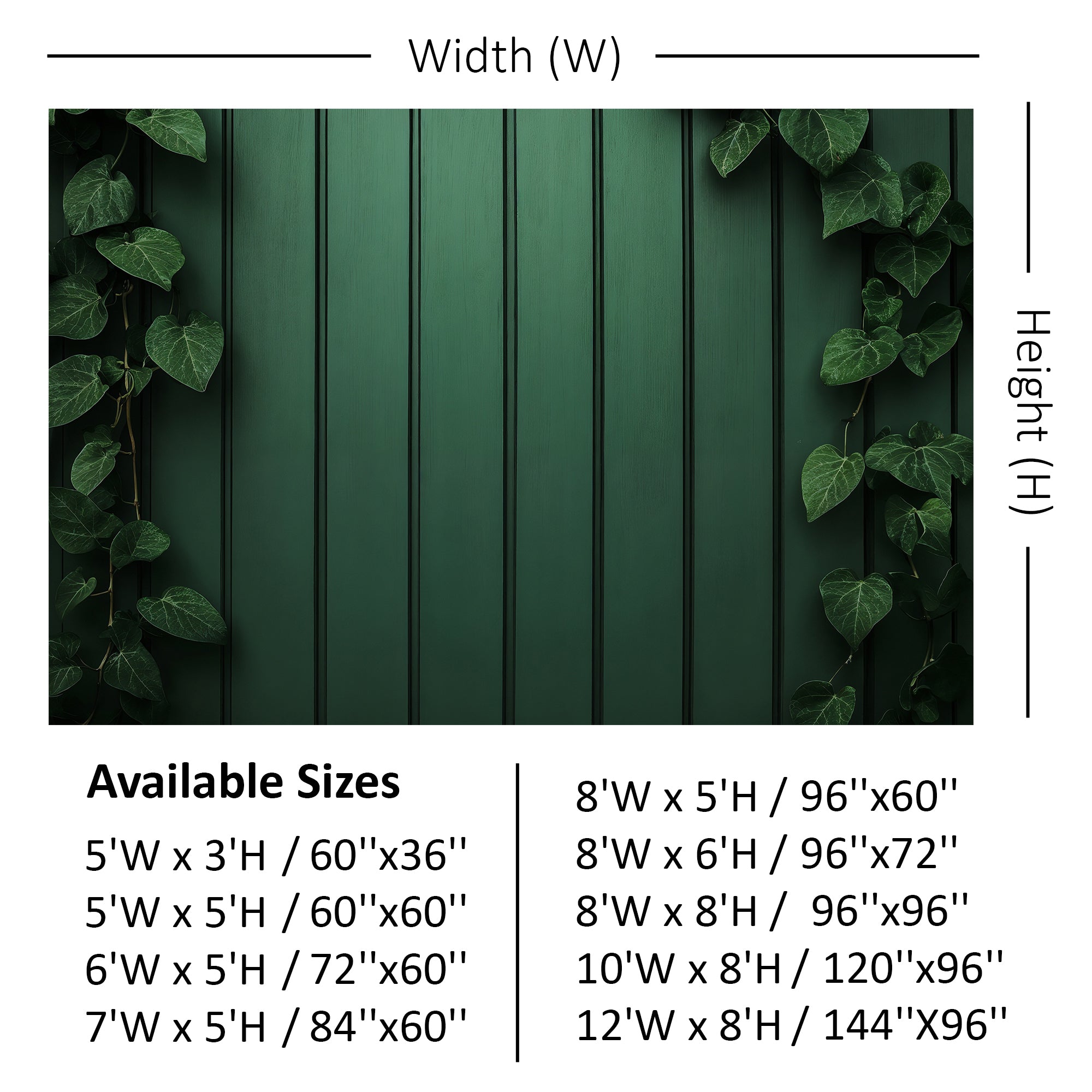 Ivy Framed Green Wood Wall Backdrop
