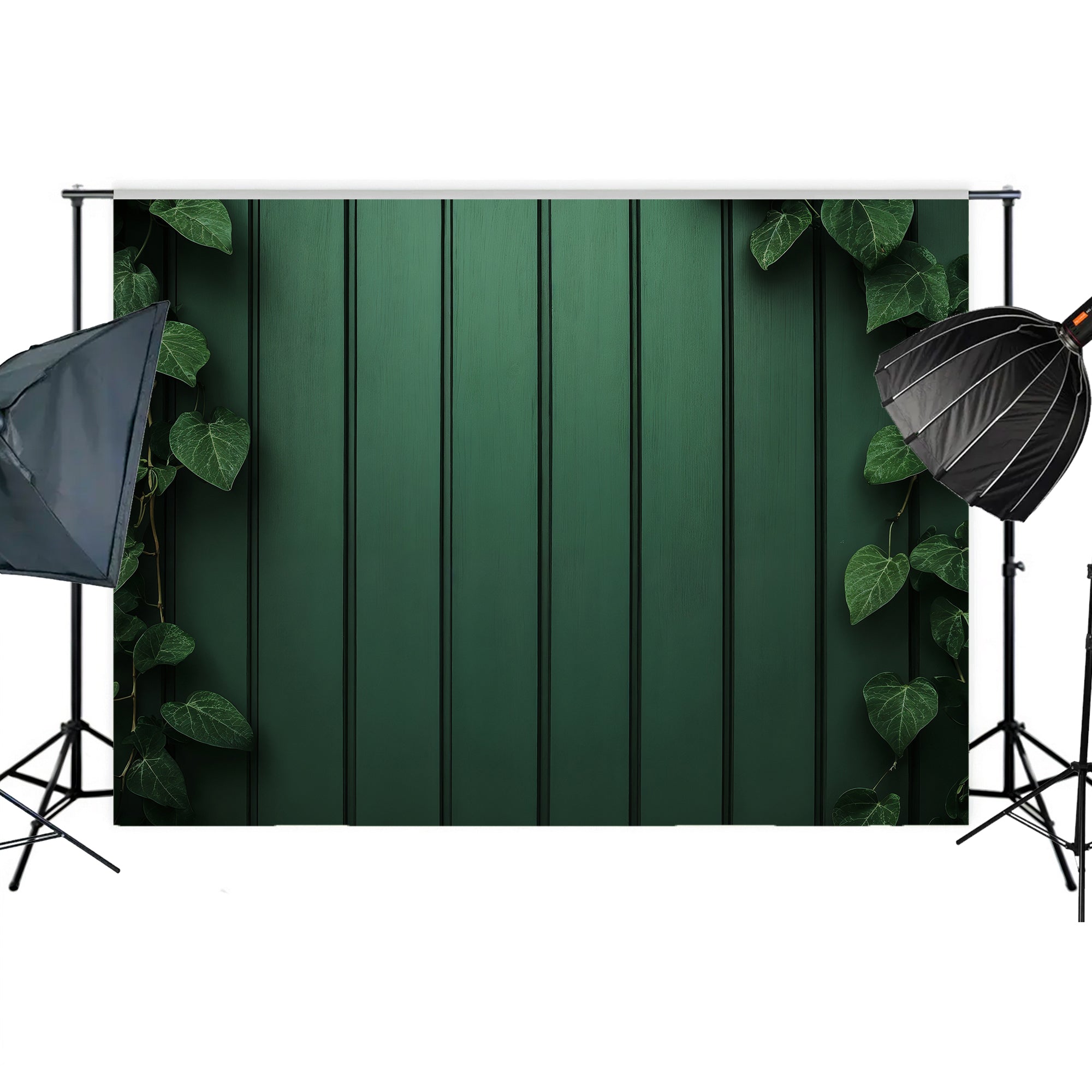 Ivy Framed Green Wood Wall Backdrop