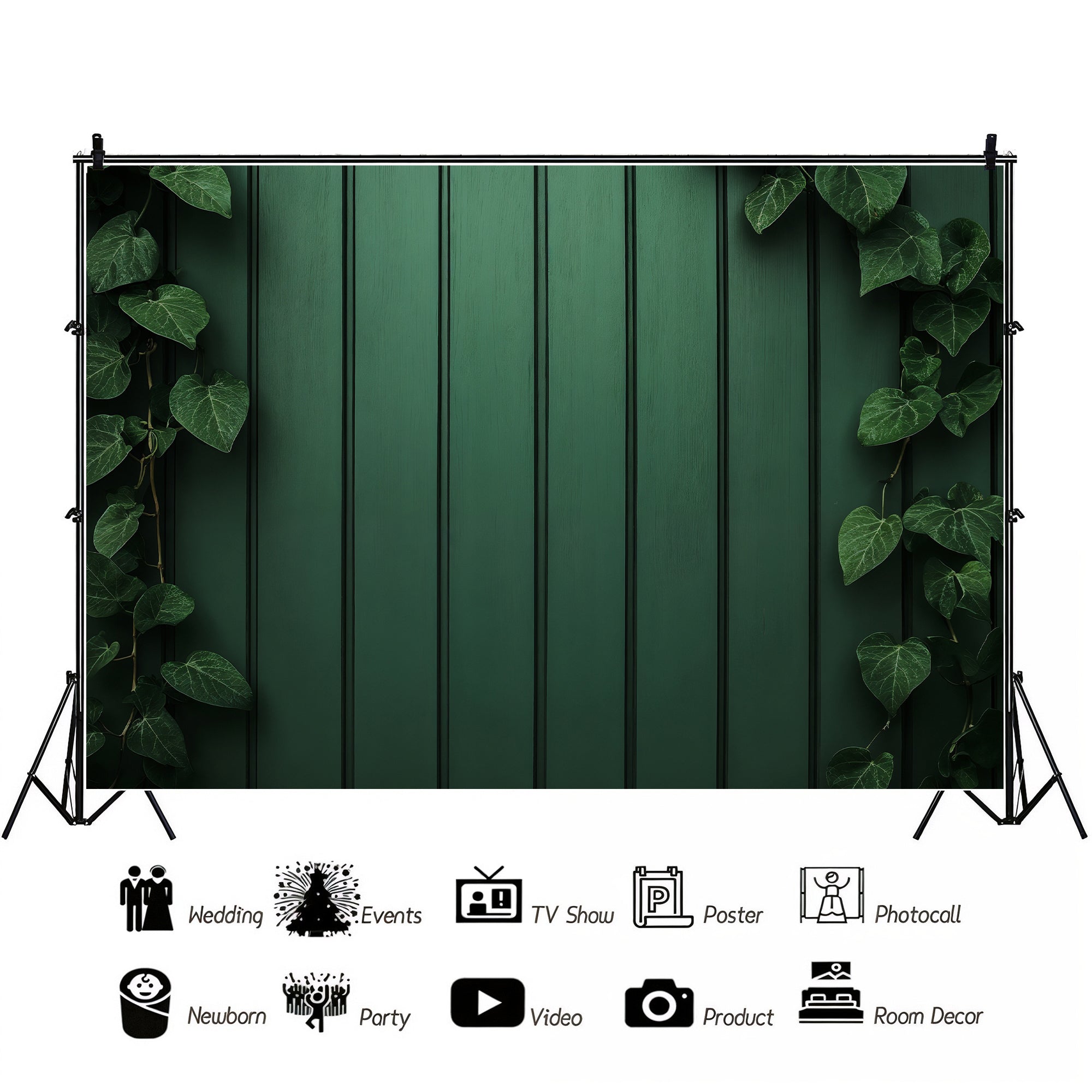 Ivy Framed Green Wood Wall Backdrop