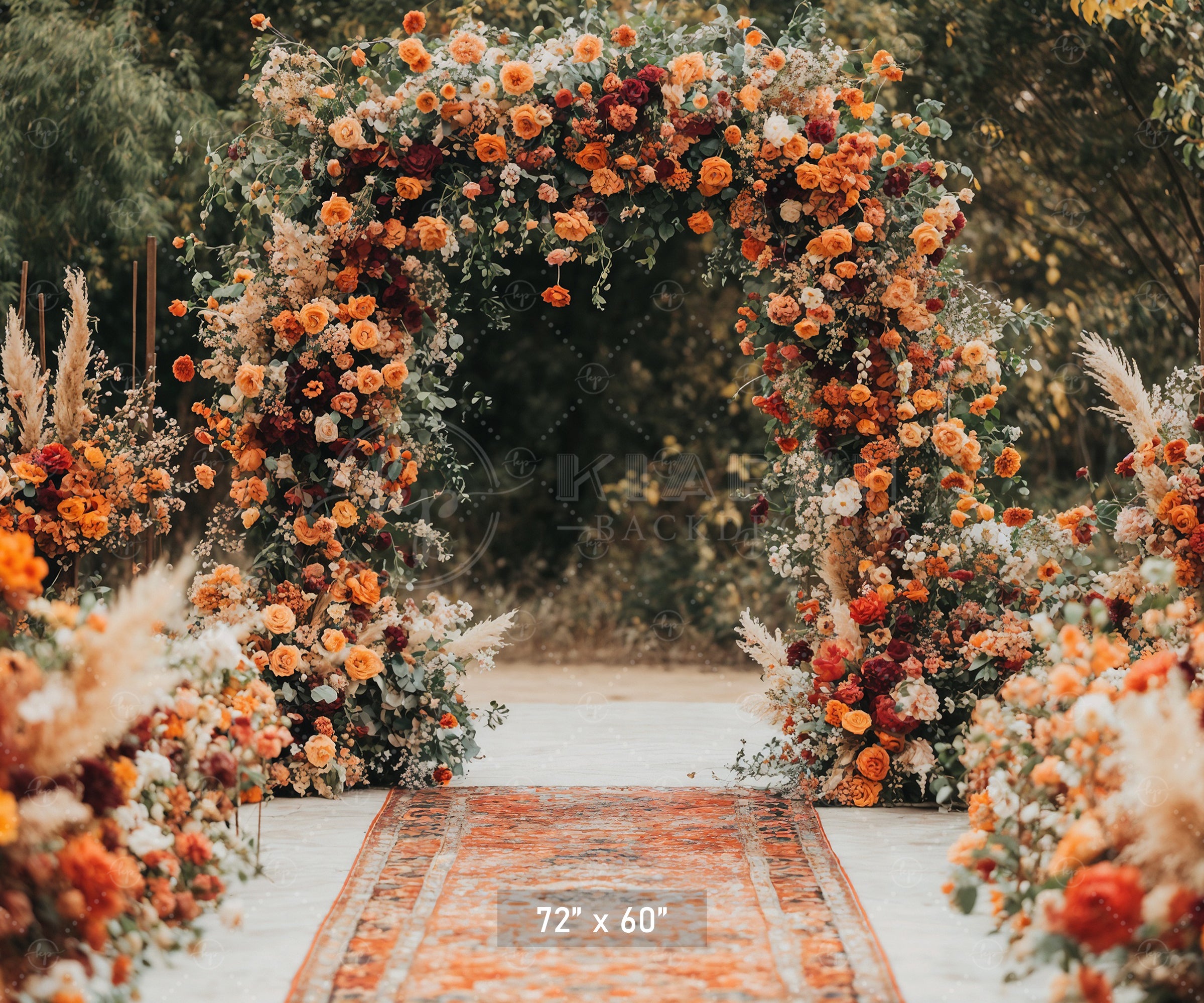 Autumn Floral Wedding Arch Aisle Backdrop