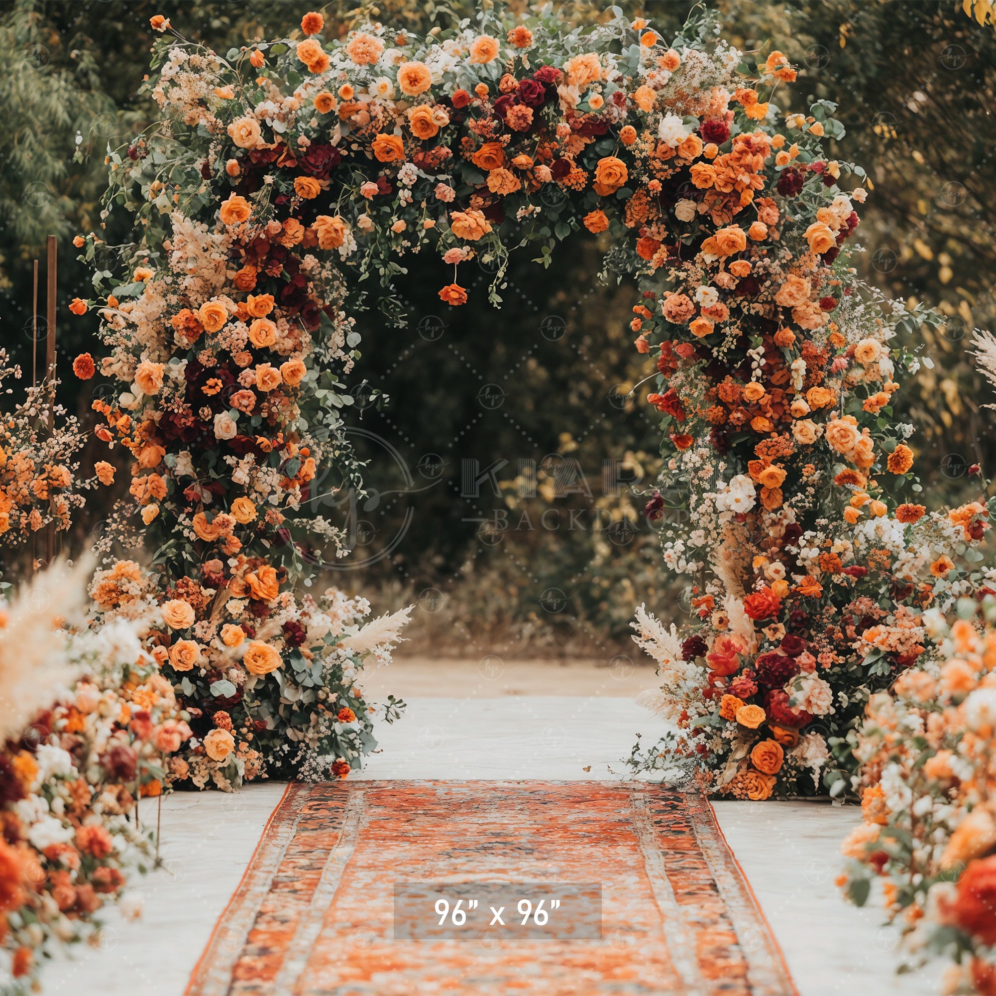 Autumn Floral Wedding Arch Aisle Backdrop