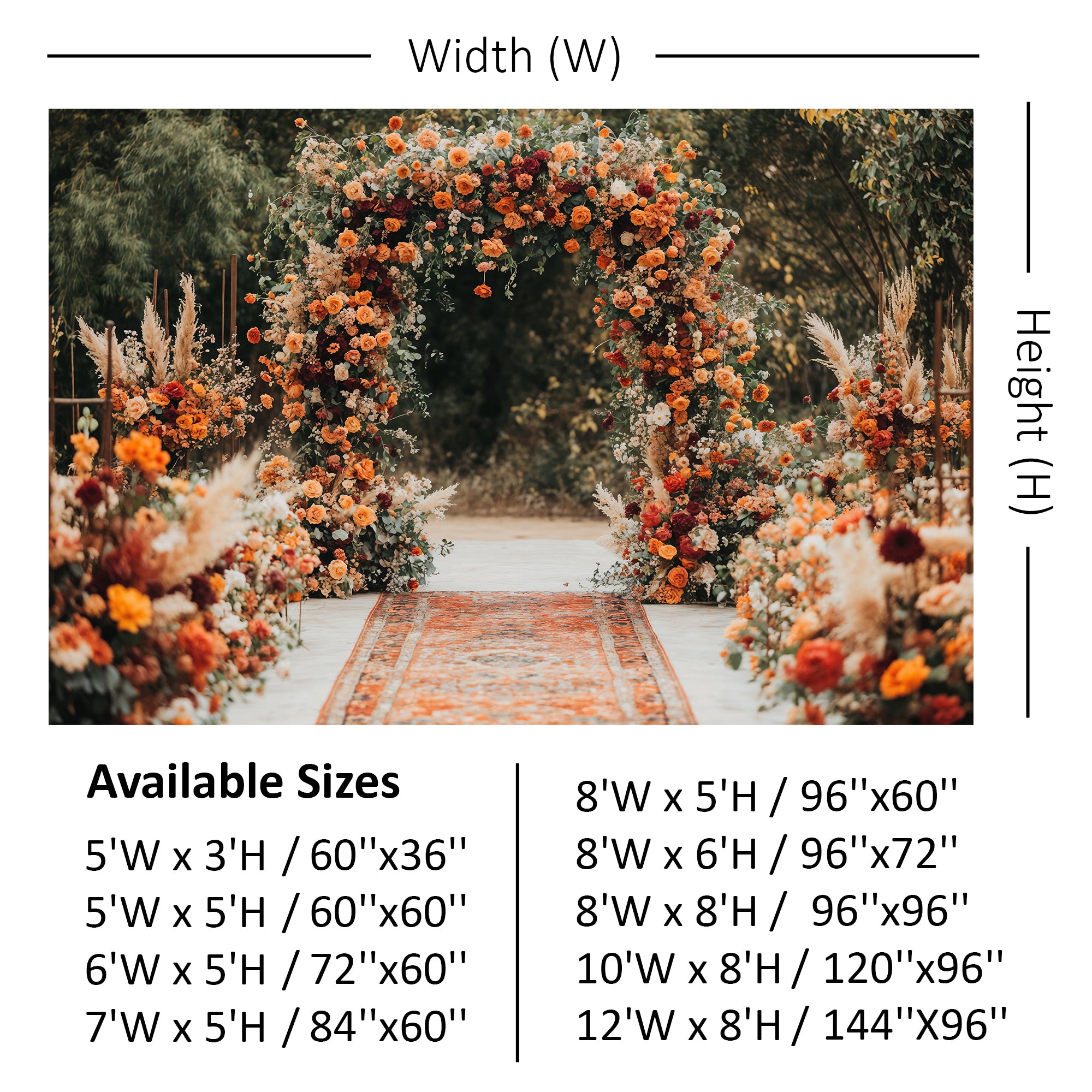 Autumn Floral Wedding Arch Aisle Backdrop