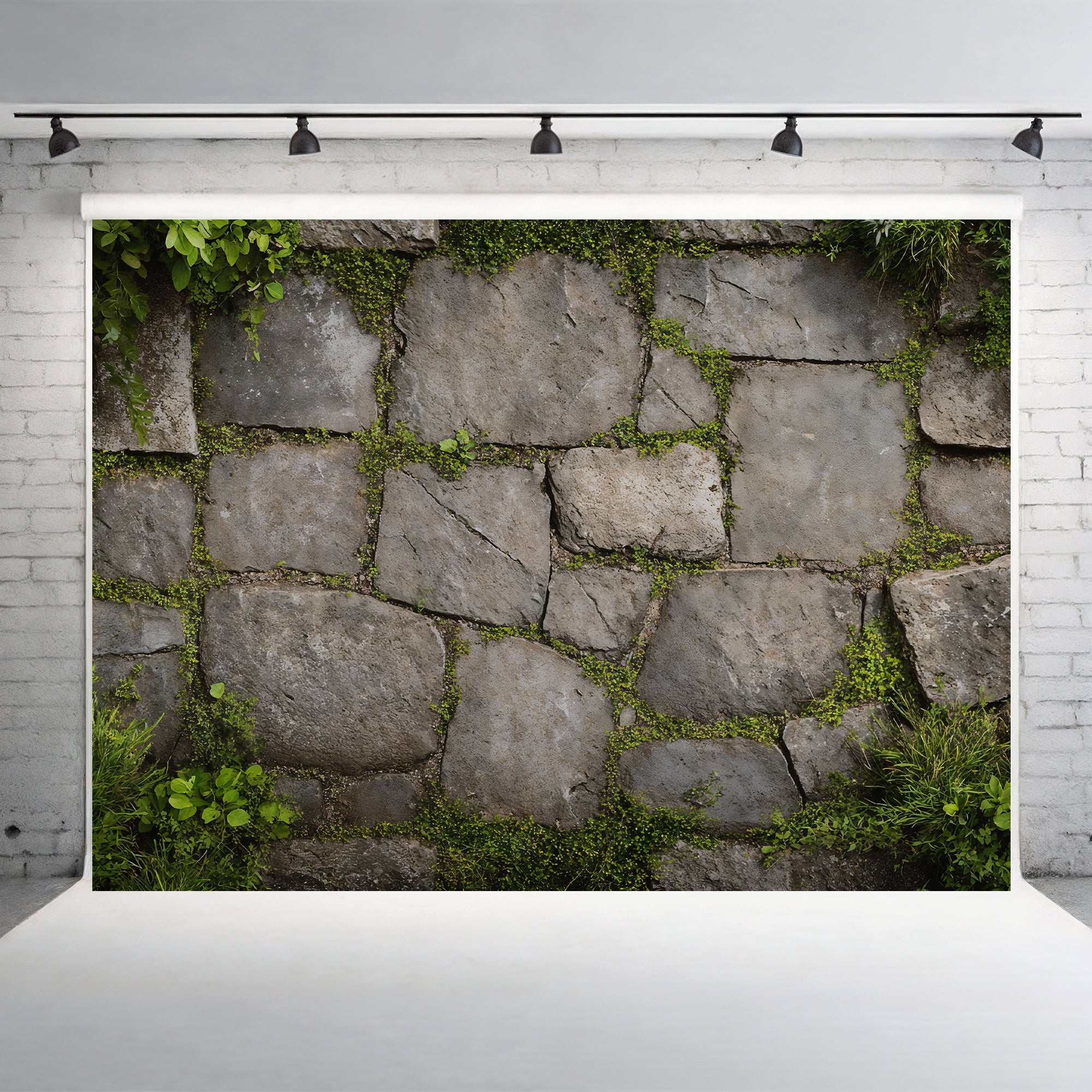 Garden Stone Floor with Greenery Backdrop