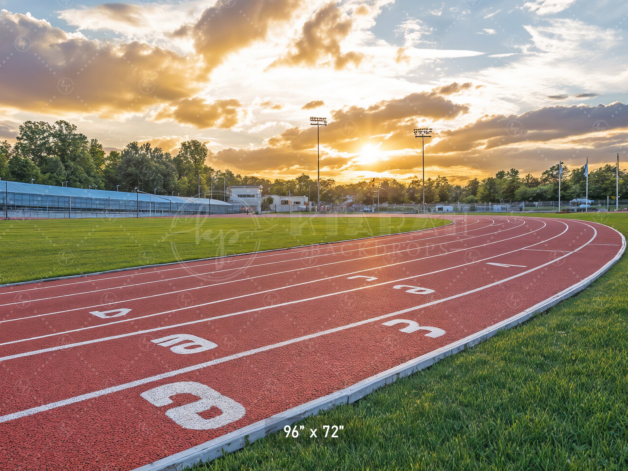 Digital Running Backdrop Sunset Running Track Backdrop – Kiarah Backdrops