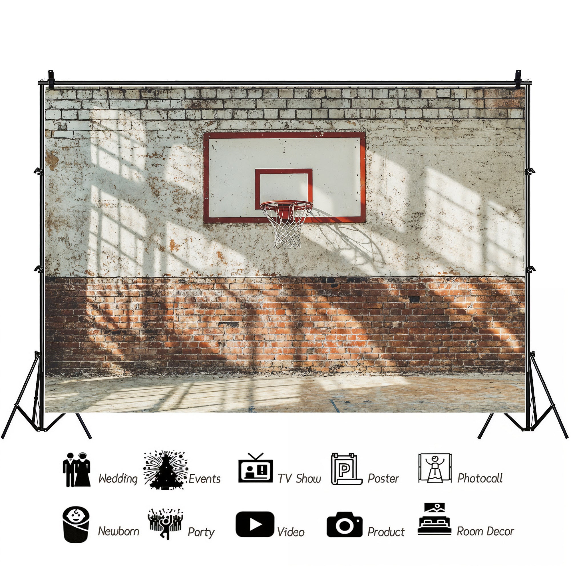 Brick Wall Basketball Hoop Backdrop