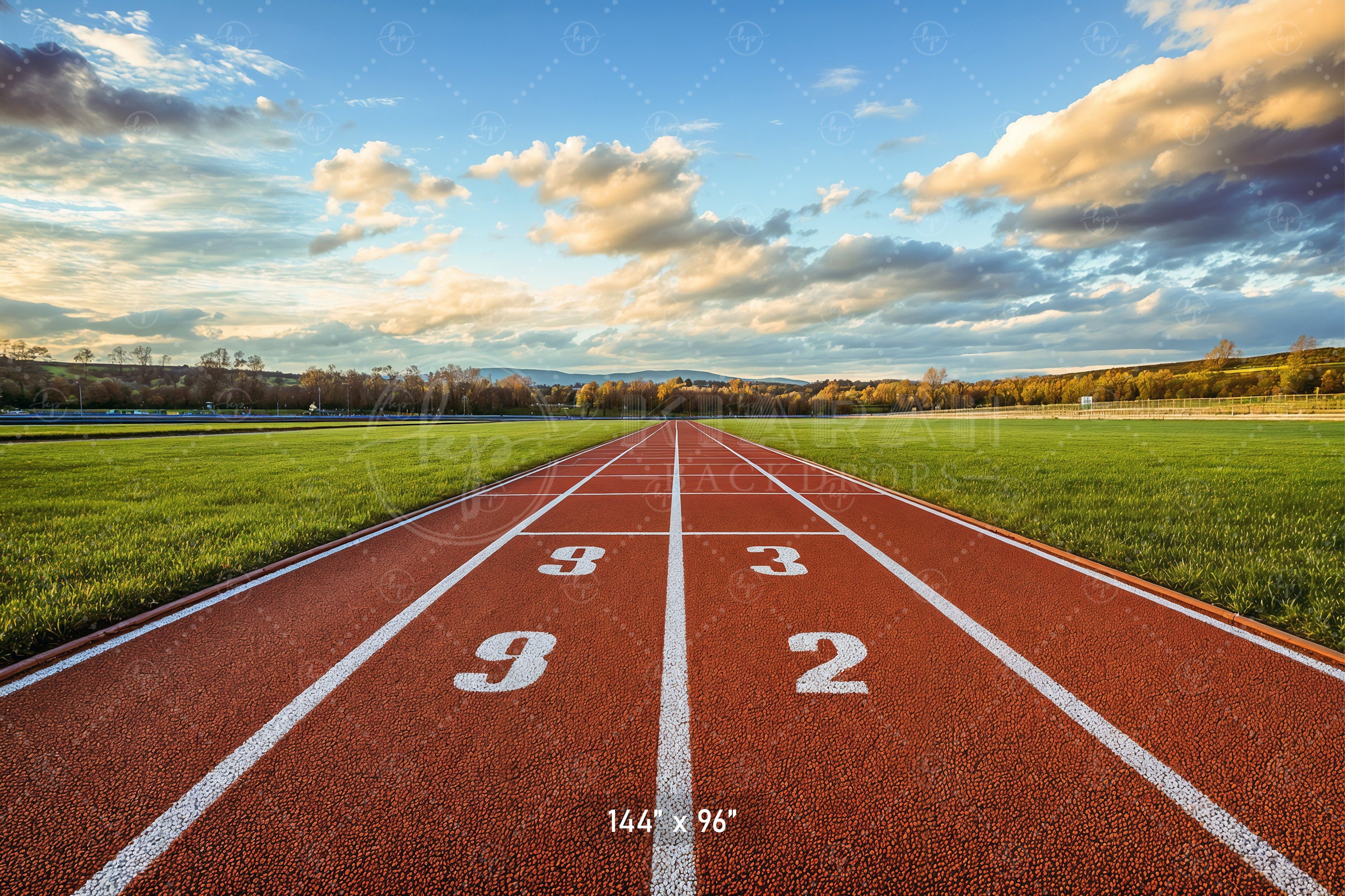 Straight Athletic Running Track Backdrop