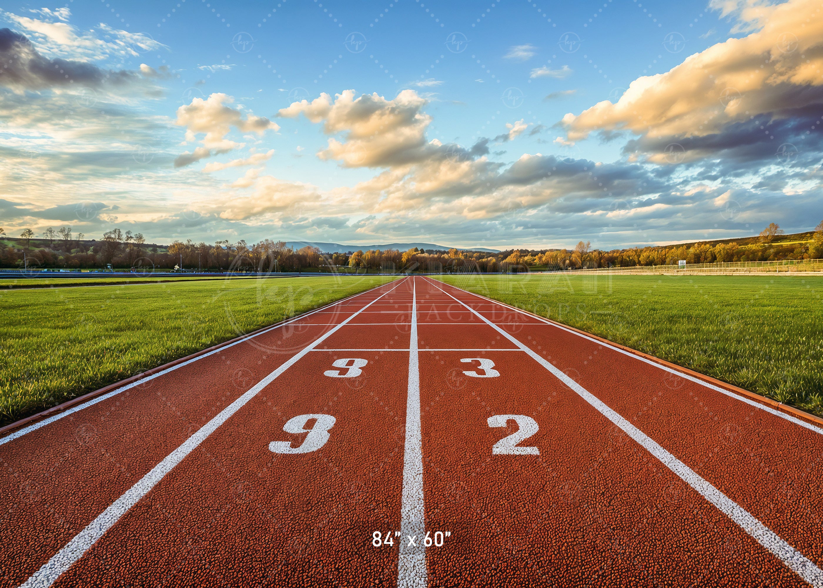 Straight Athletic Running Track Backdrop