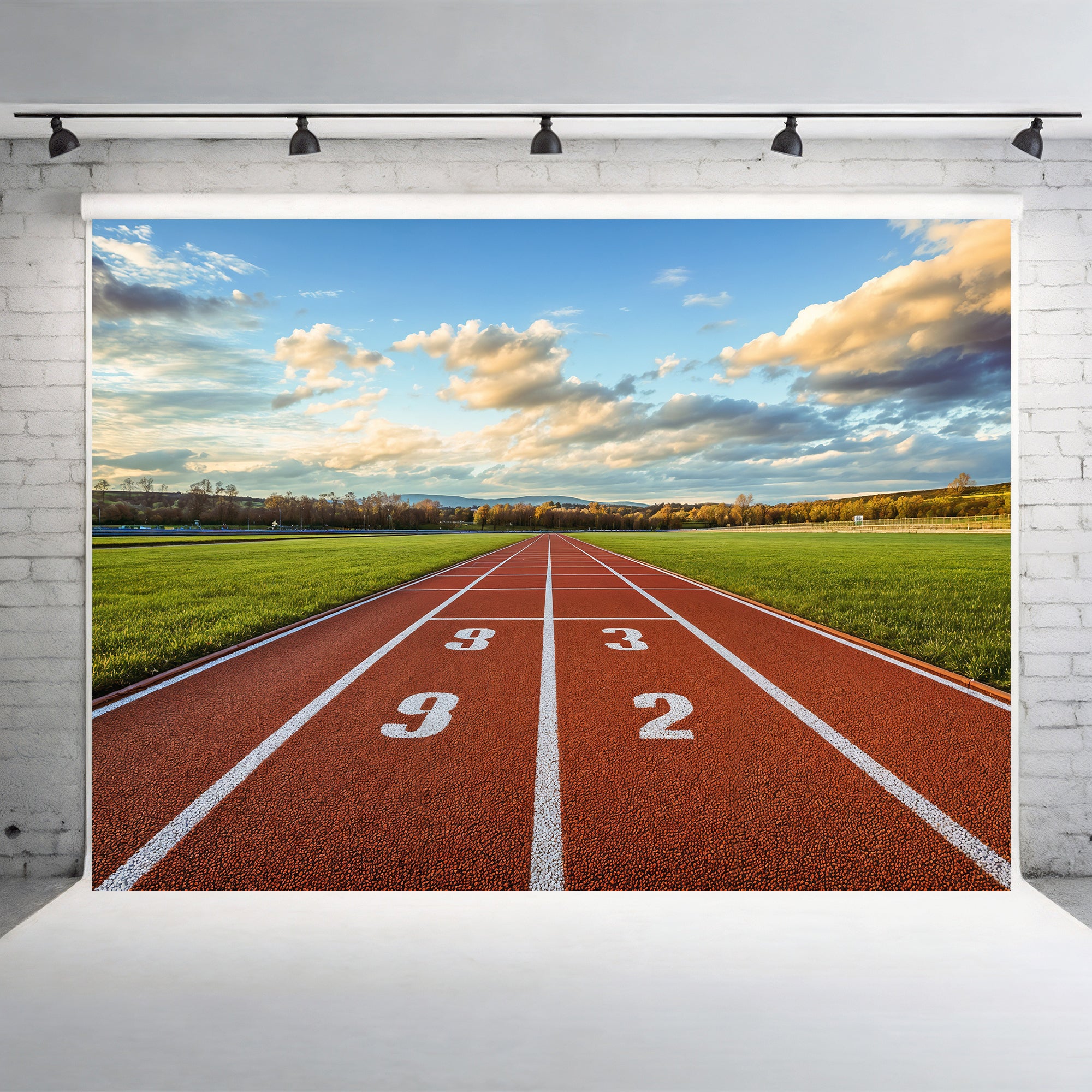 Straight Athletic Running Track Backdrop