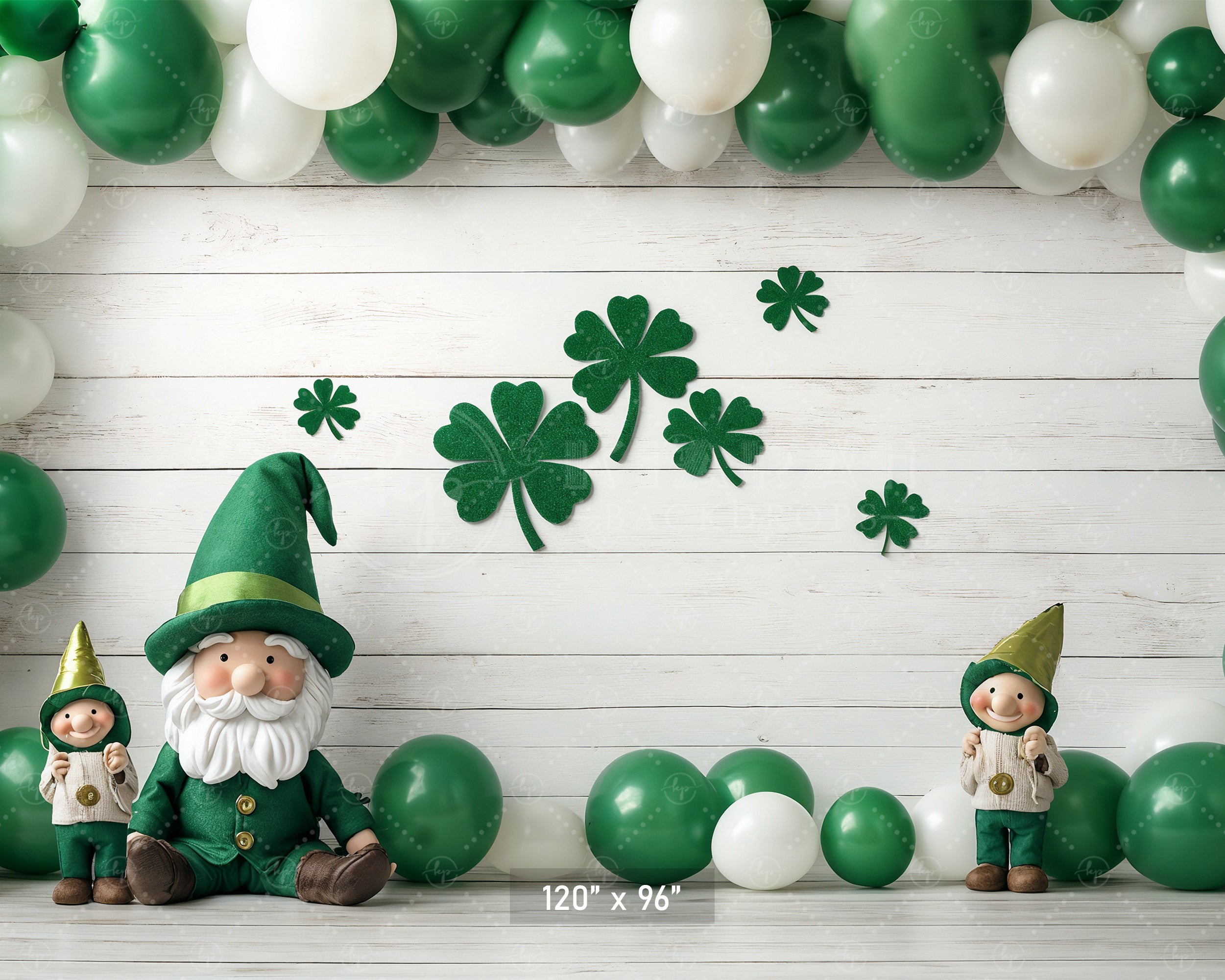 Lucky Gnomes & Shamrocks Backdrop