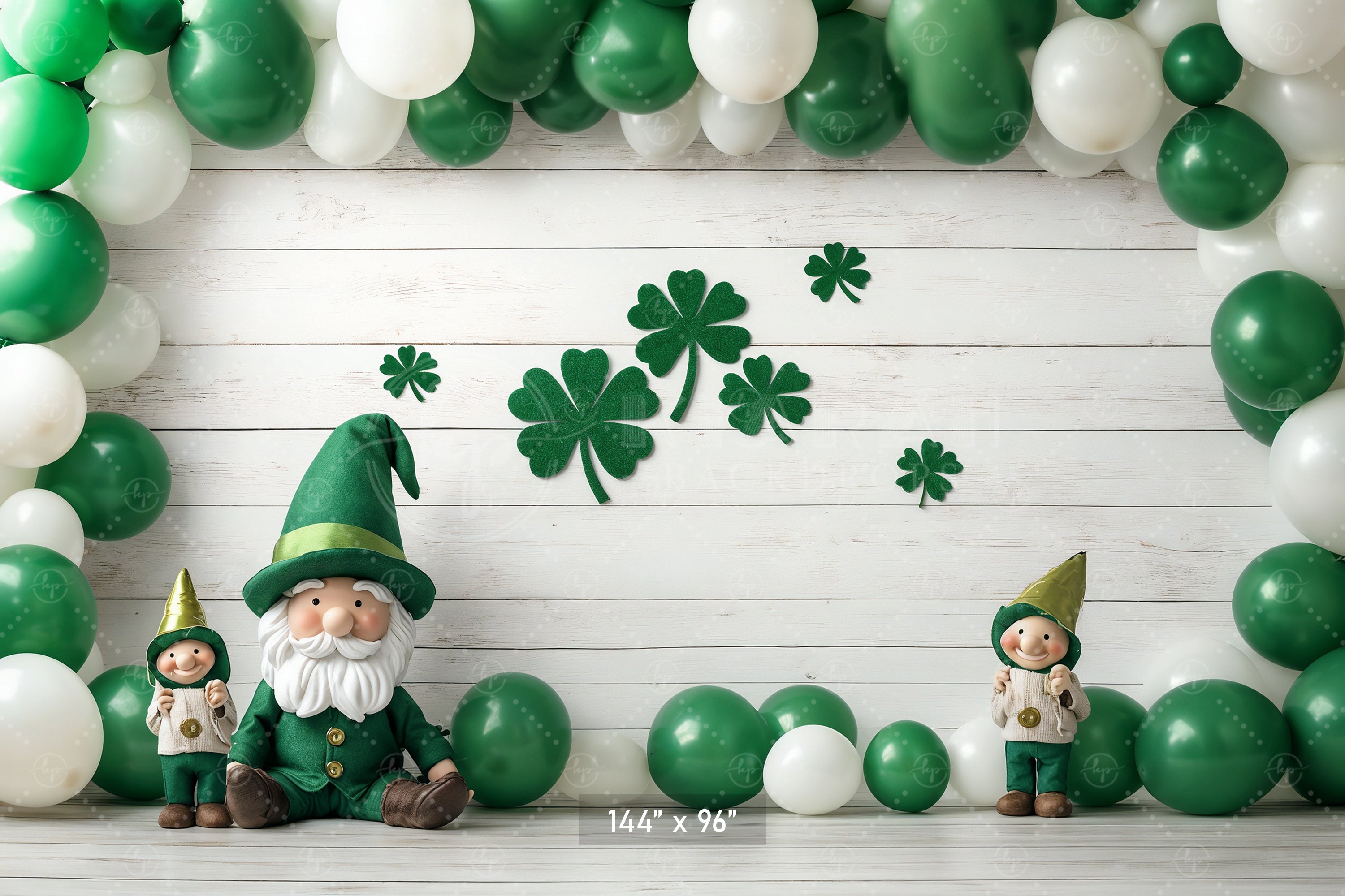 Lucky Gnomes & Shamrocks Backdrop
