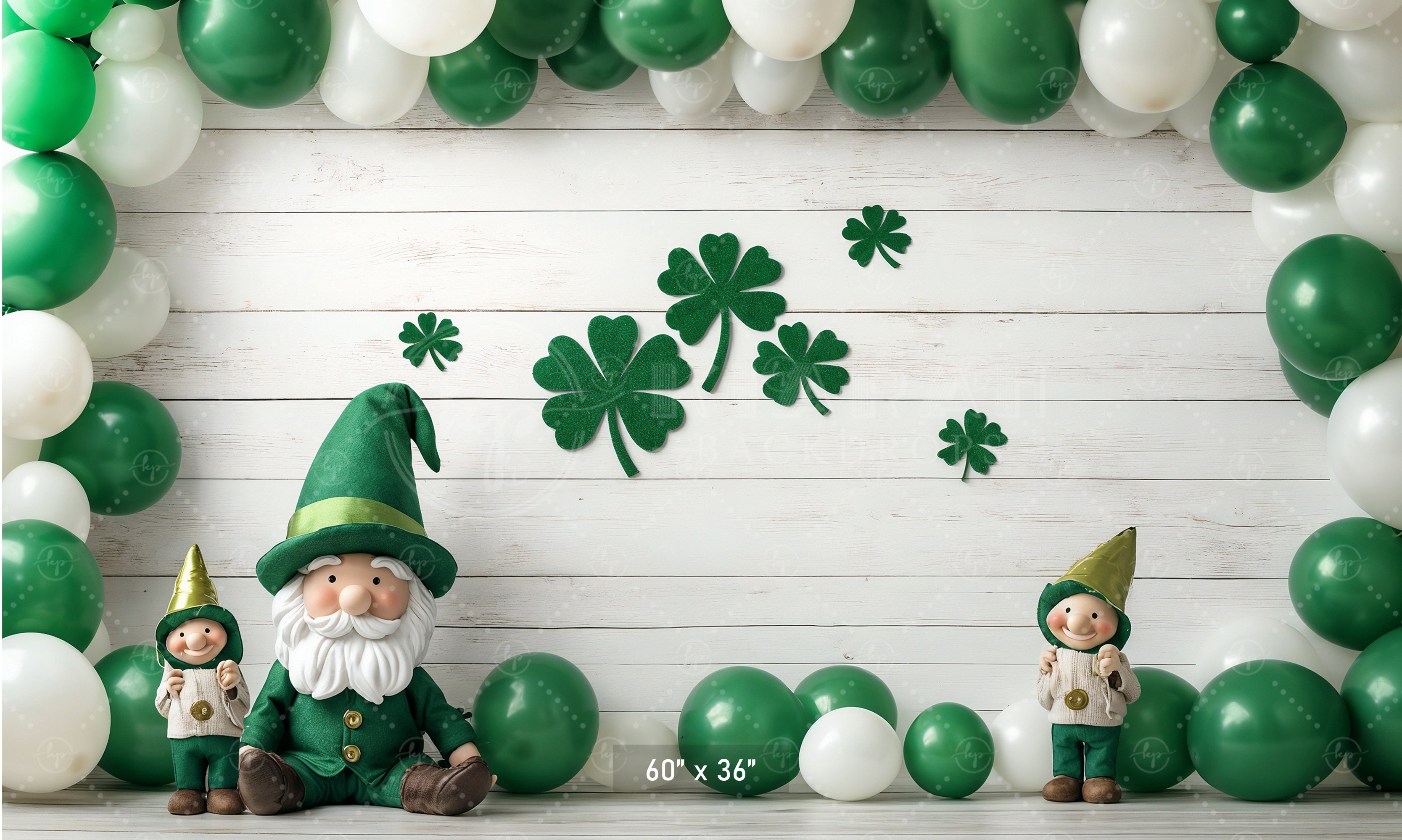 Lucky Gnomes & Shamrocks Backdrop