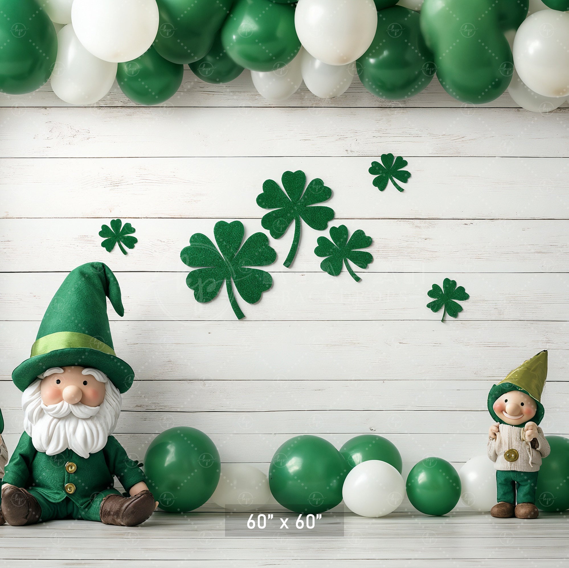 Lucky Gnomes & Shamrocks Backdrop