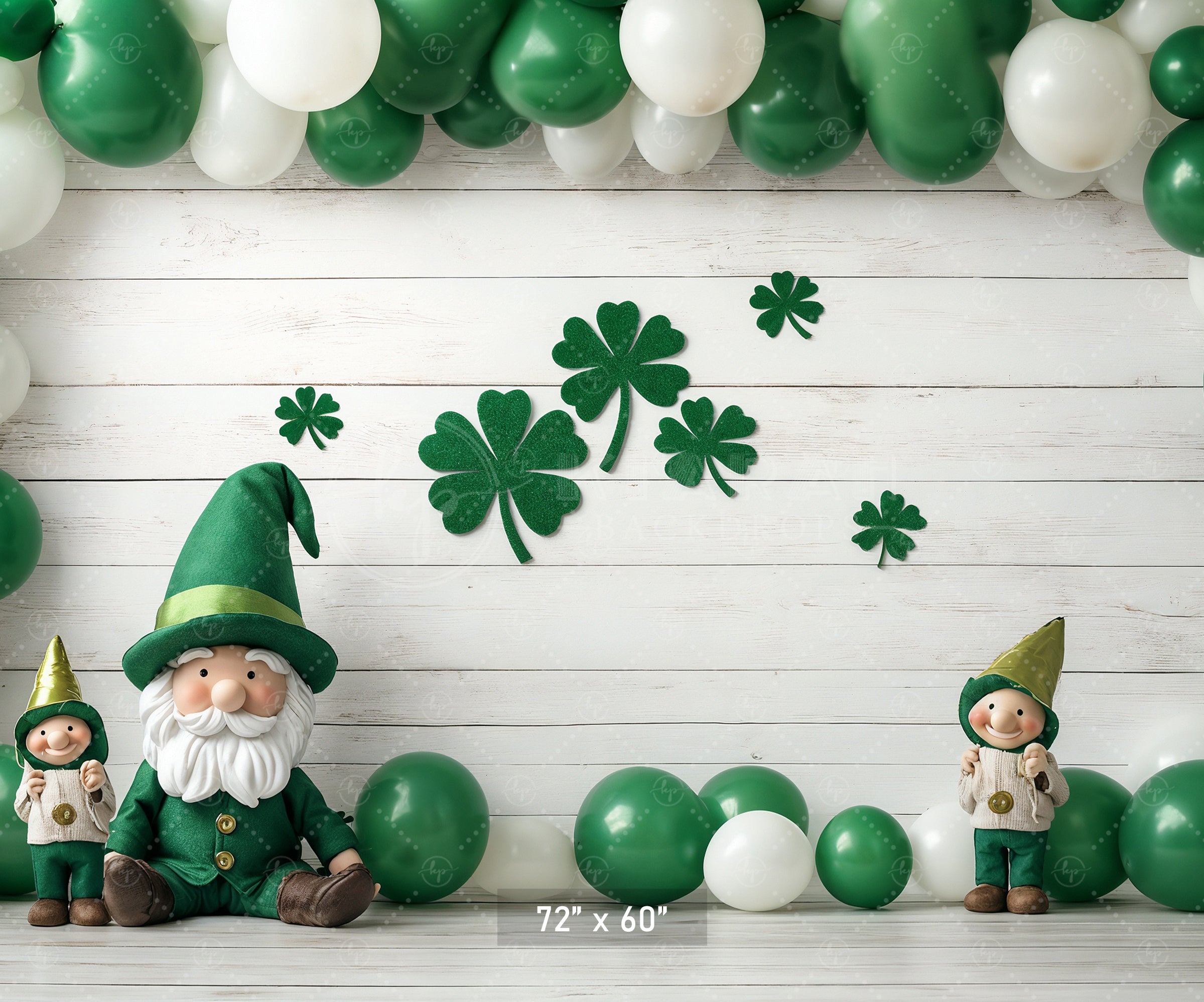 Lucky Gnomes & Shamrocks Backdrop