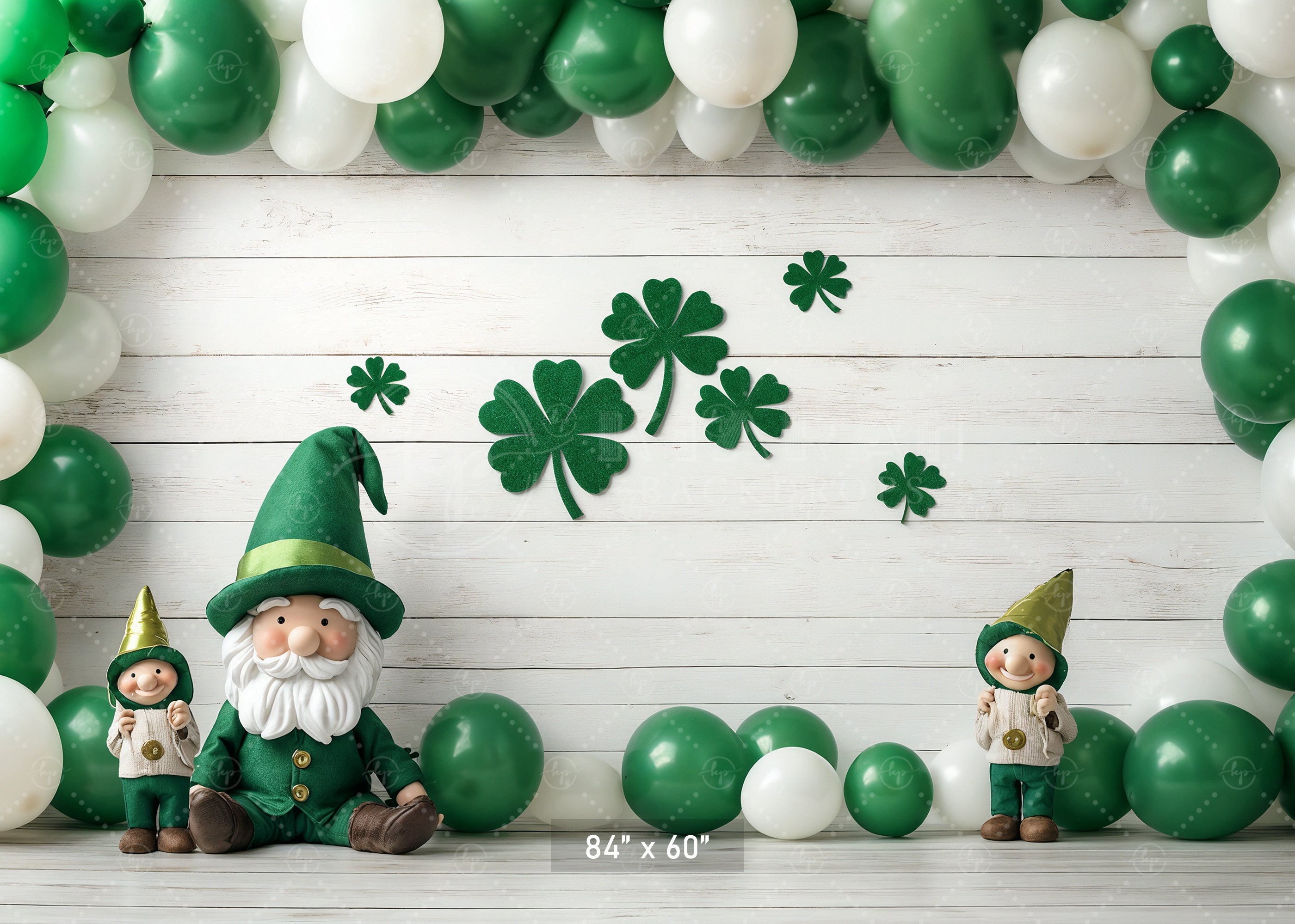 Lucky Gnomes & Shamrocks Backdrop
