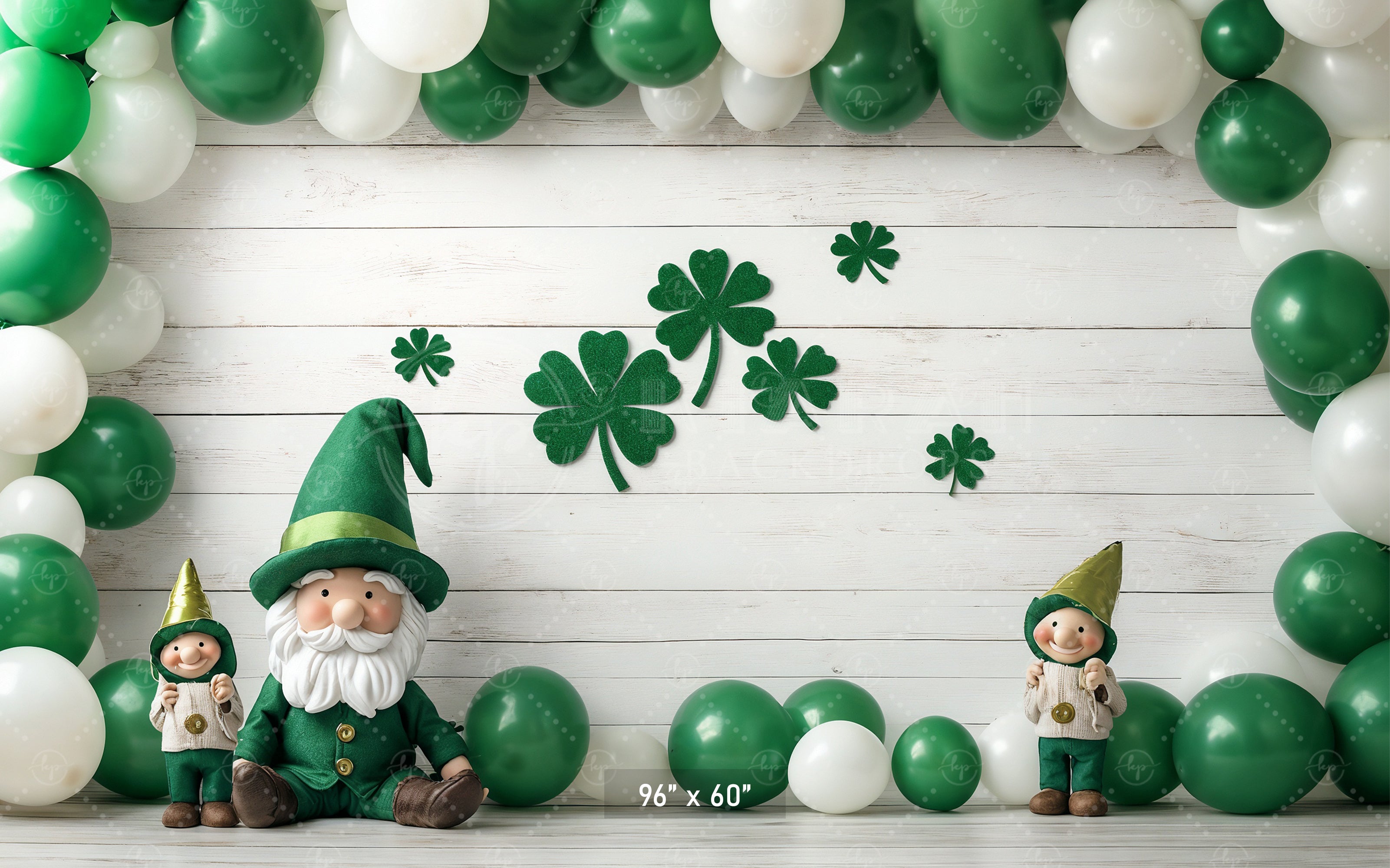 Lucky Gnomes & Shamrocks Backdrop