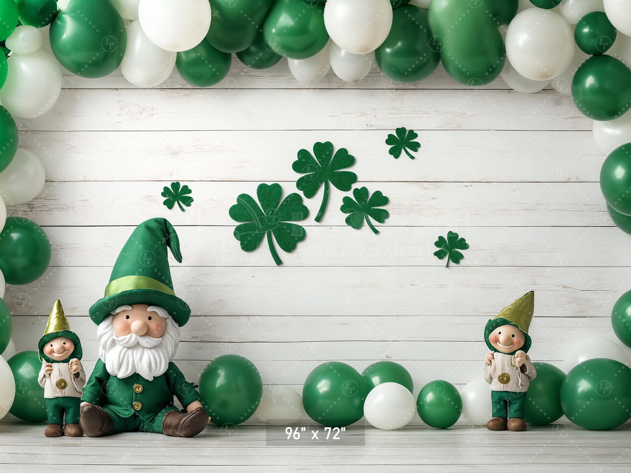 Lucky Gnomes & Shamrocks Backdrop