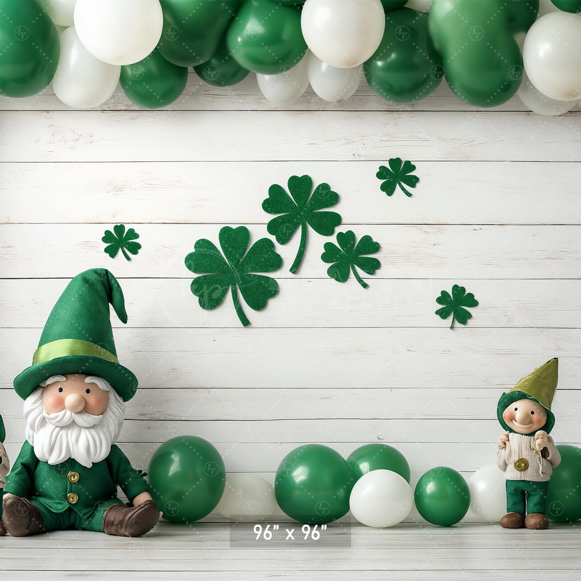 Lucky Gnomes & Shamrocks Backdrop