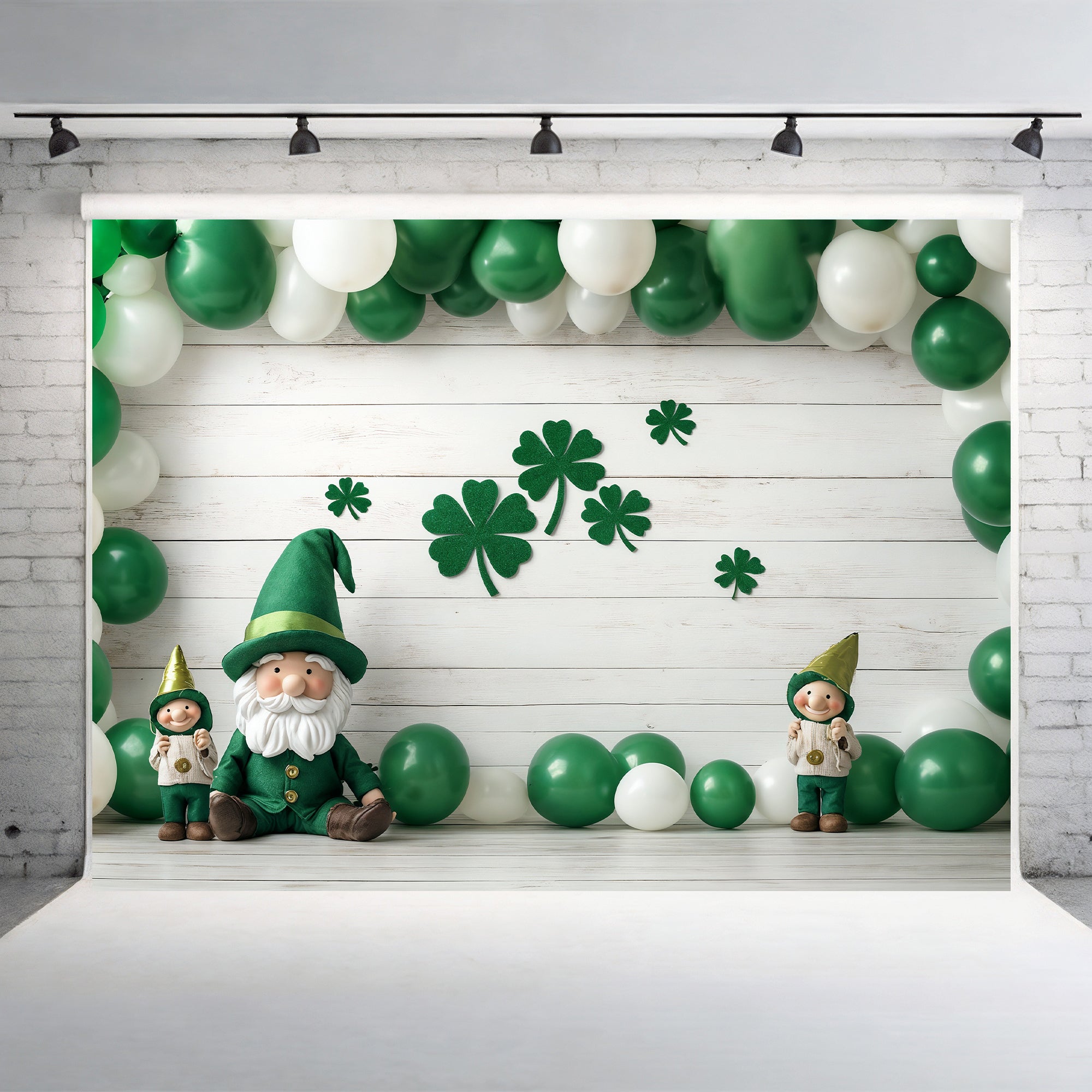 Lucky Gnomes & Shamrocks Backdrop