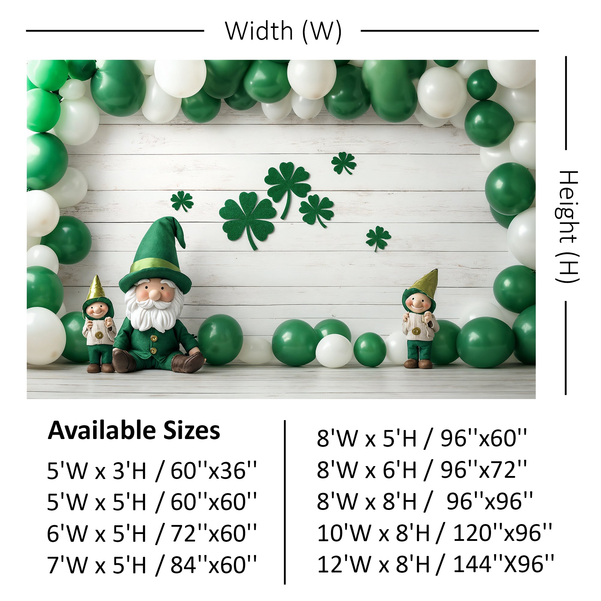 Lucky Gnomes & Shamrocks Backdrop