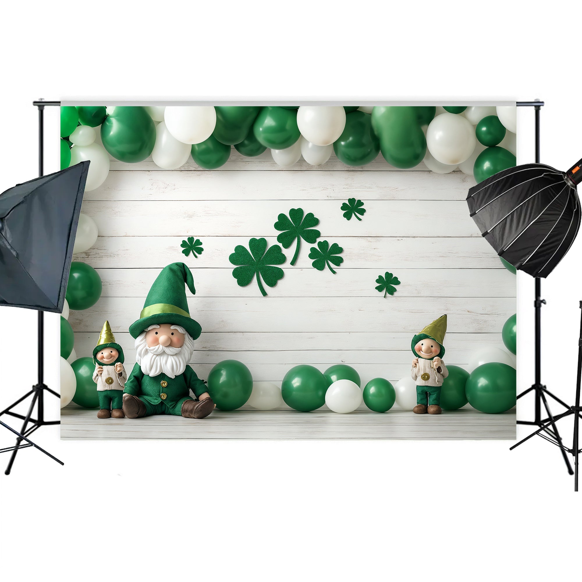 Lucky Gnomes & Shamrocks Backdrop