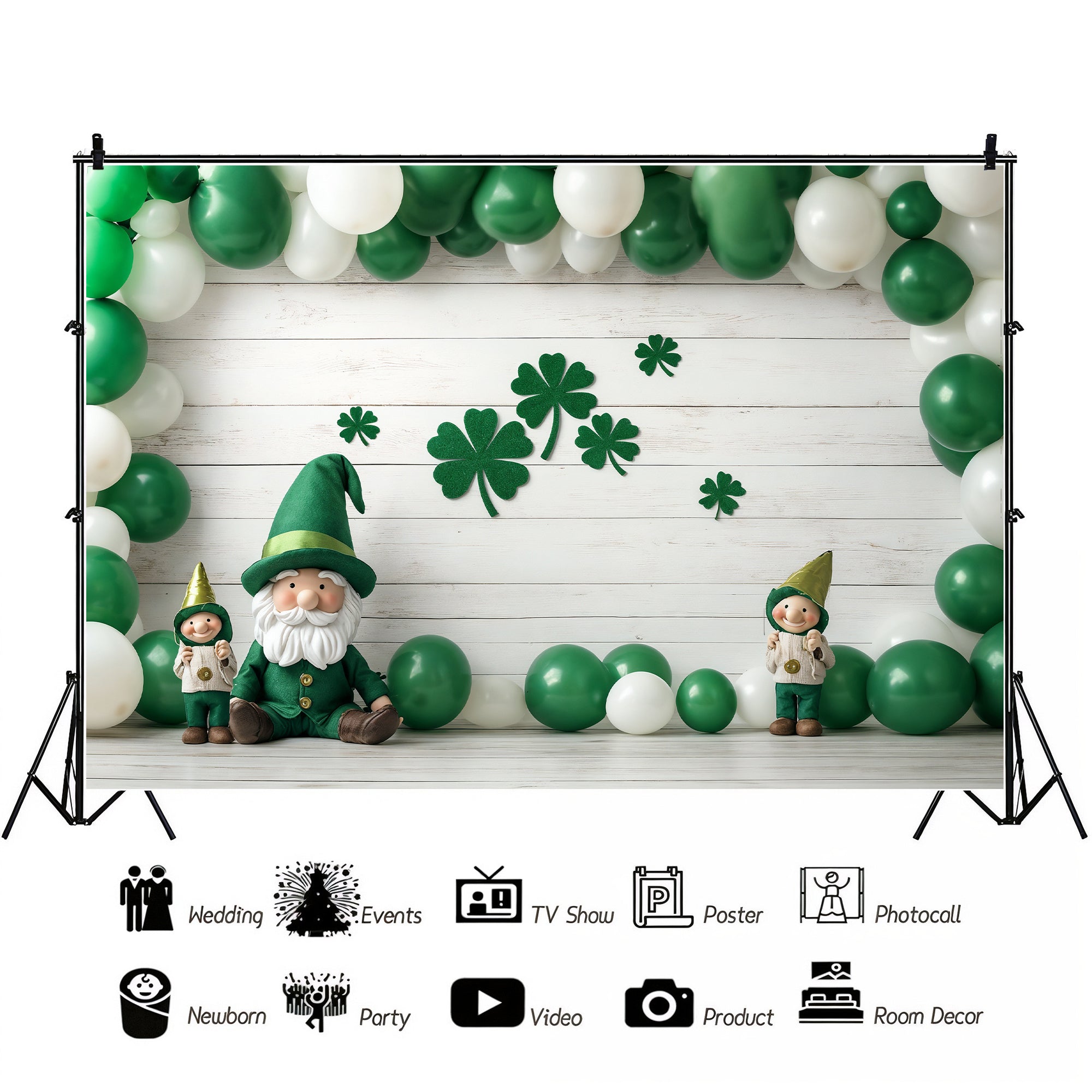 Lucky Gnomes & Shamrocks Backdrop