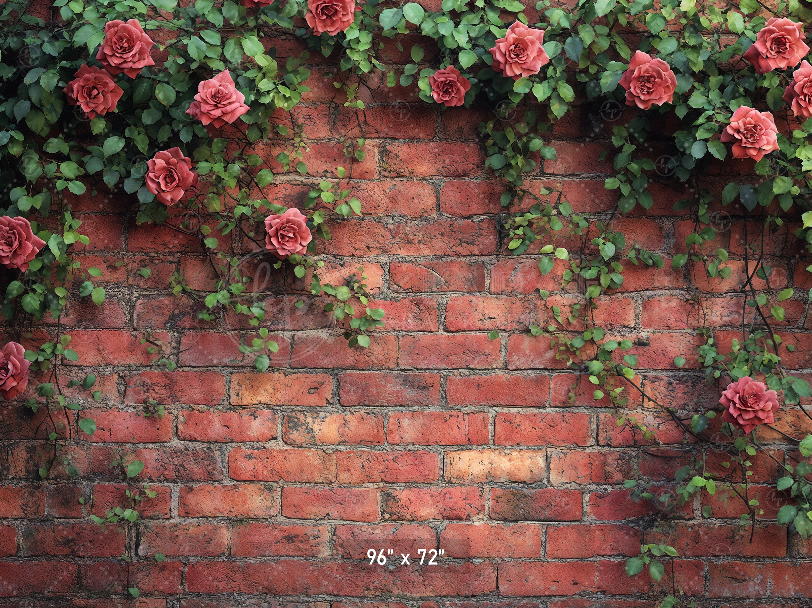 Climbing Rose Brick Wall Backdrop