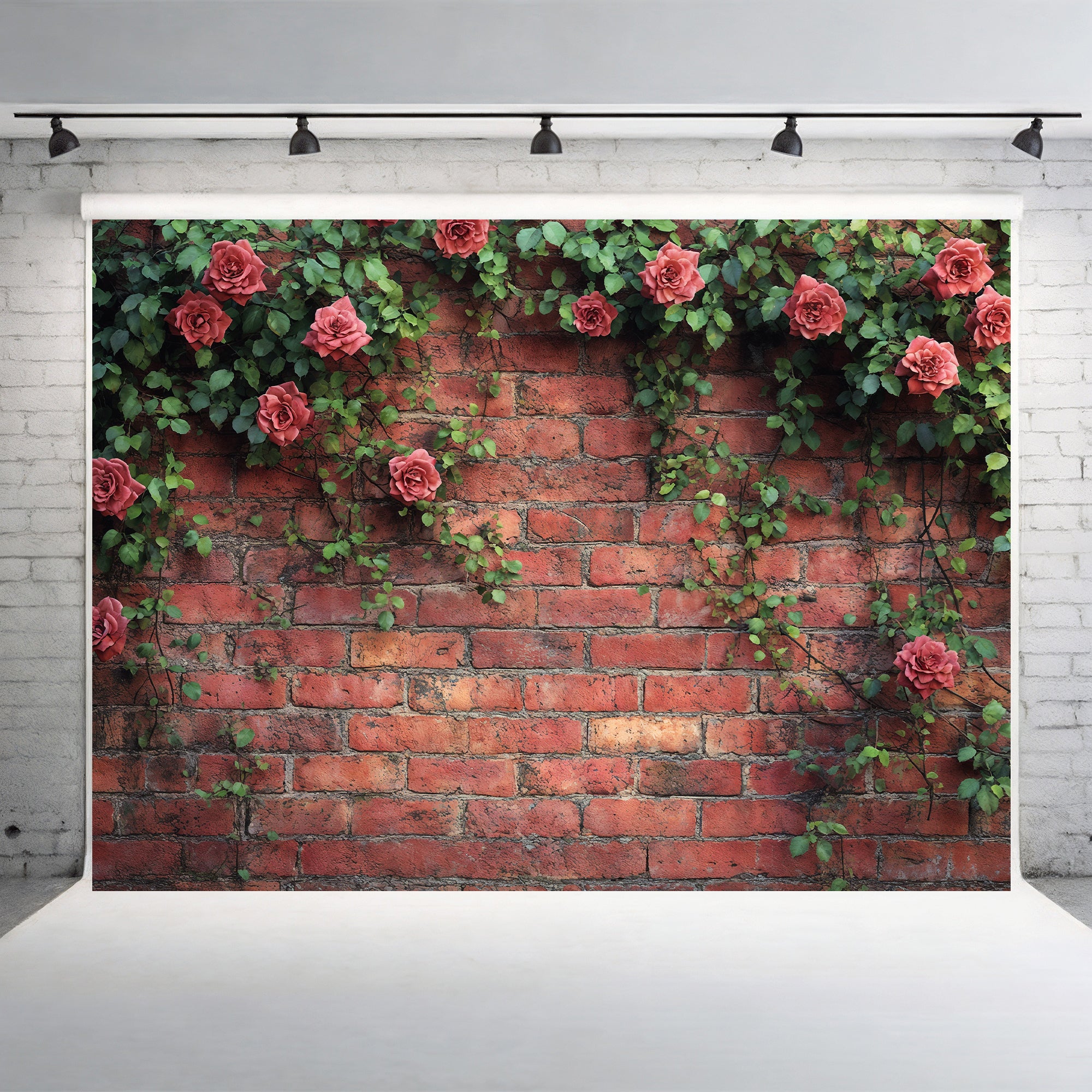 Climbing Rose Brick Wall Backdrop