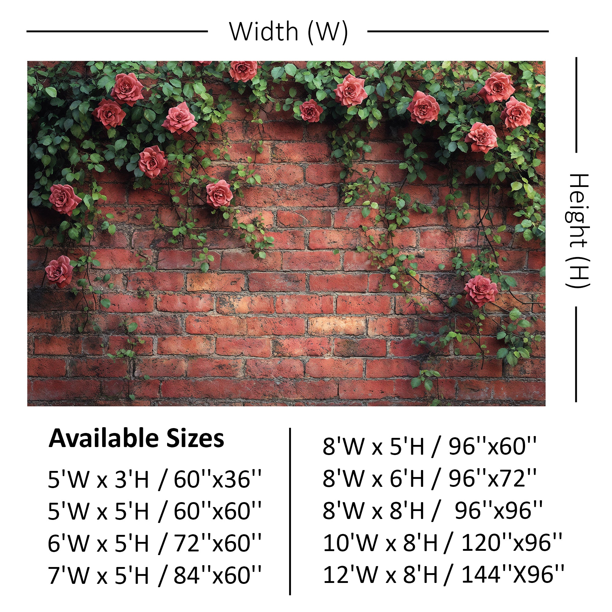 Climbing Rose Brick Wall Backdrop