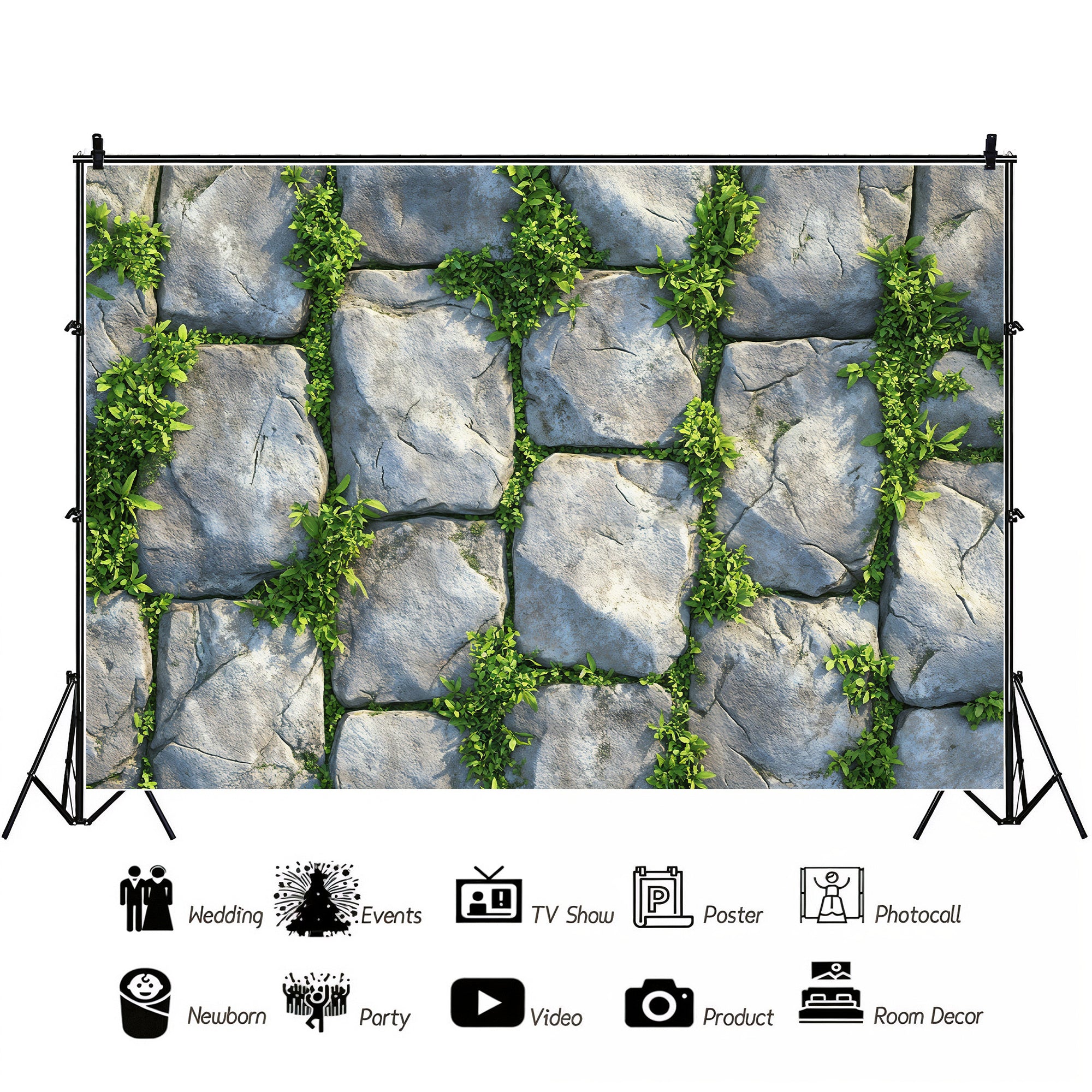 Mossy Stone Pavers Backdrop