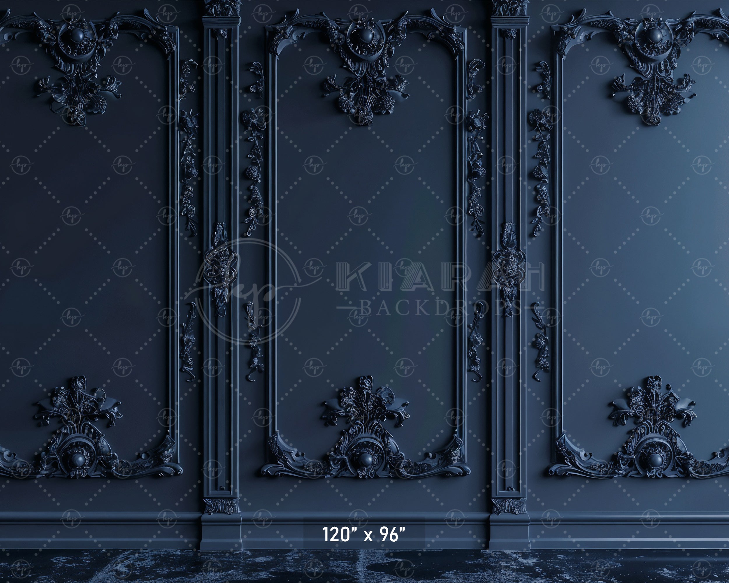 Dark Blue Victorian Panels Backdrop