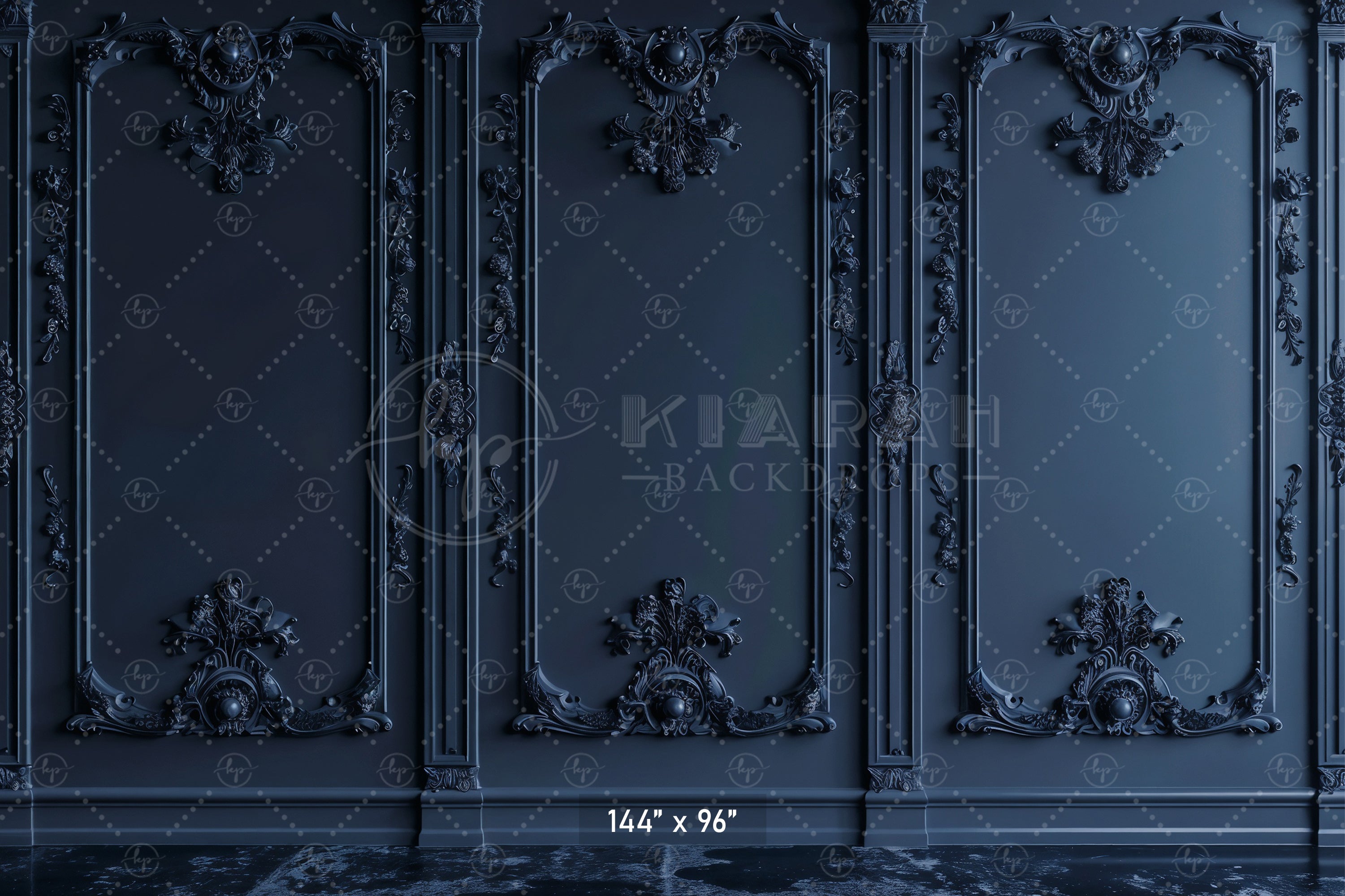 Dark Blue Victorian Panels Backdrop