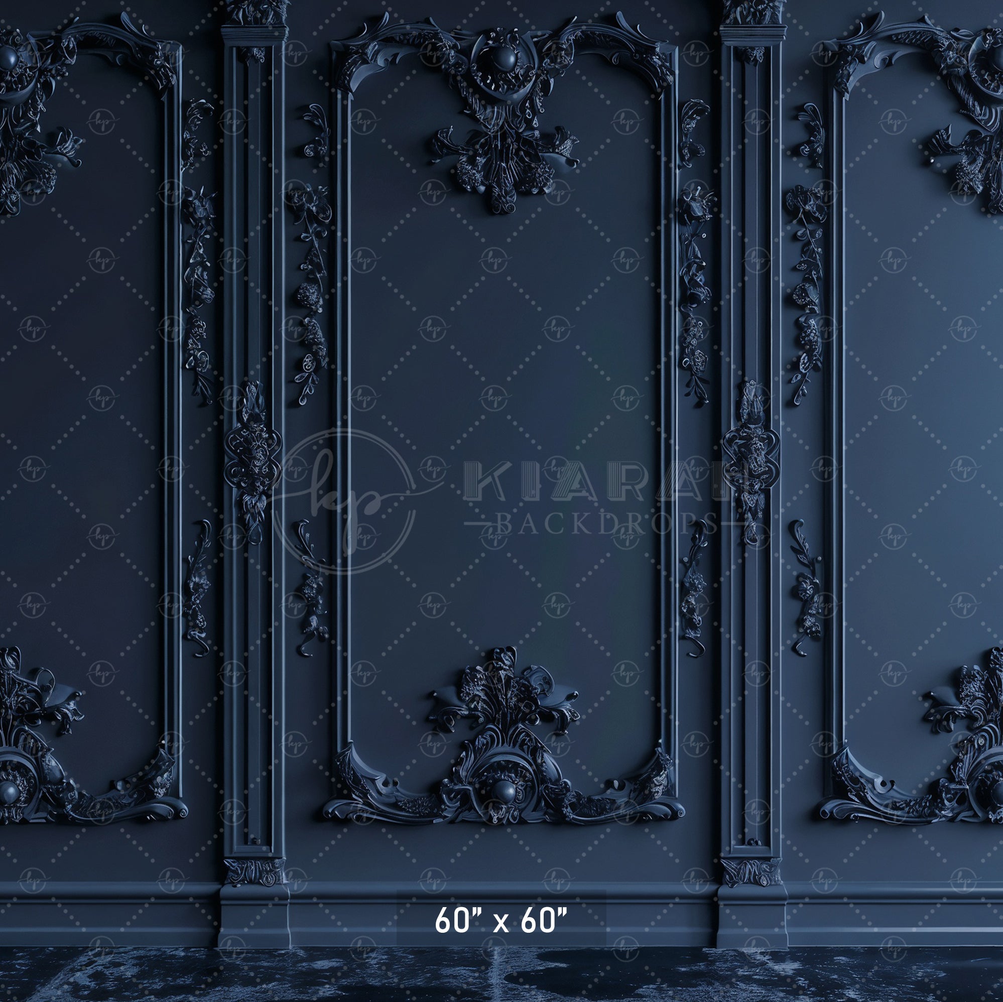 Dark Blue Victorian Panels Backdrop