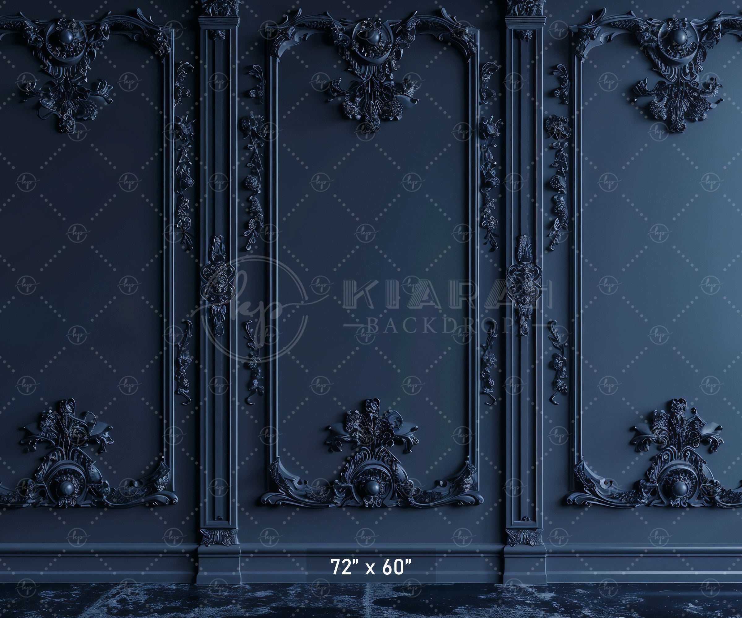 Dark Blue Victorian Panels Backdrop