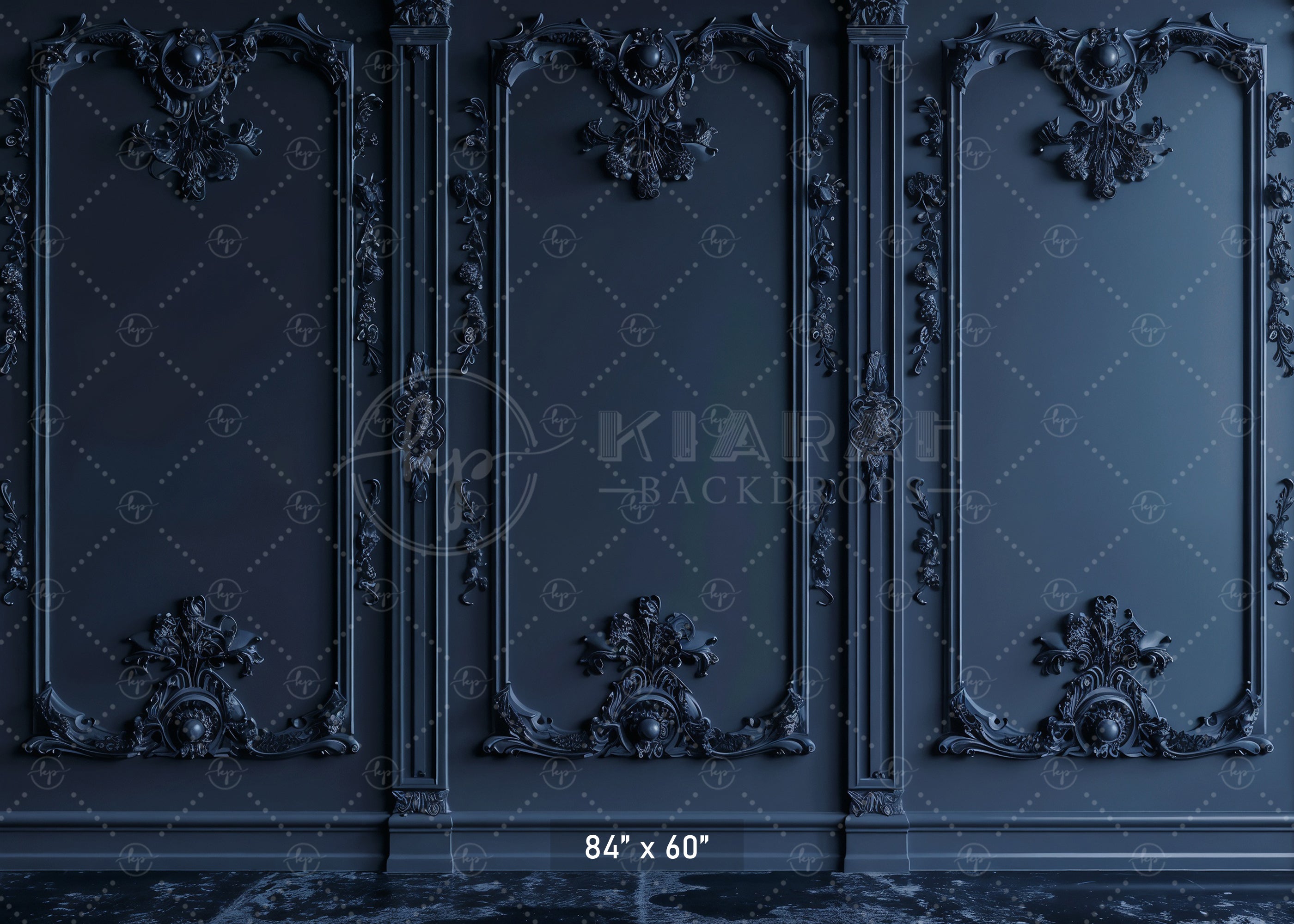 Dark Blue Victorian Panels Backdrop