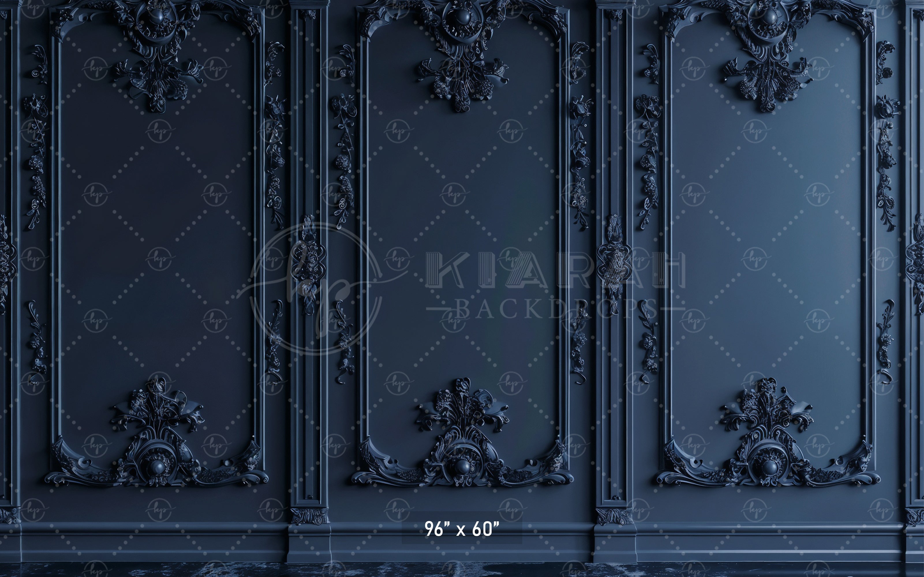 Dark Blue Victorian Panels Backdrop
