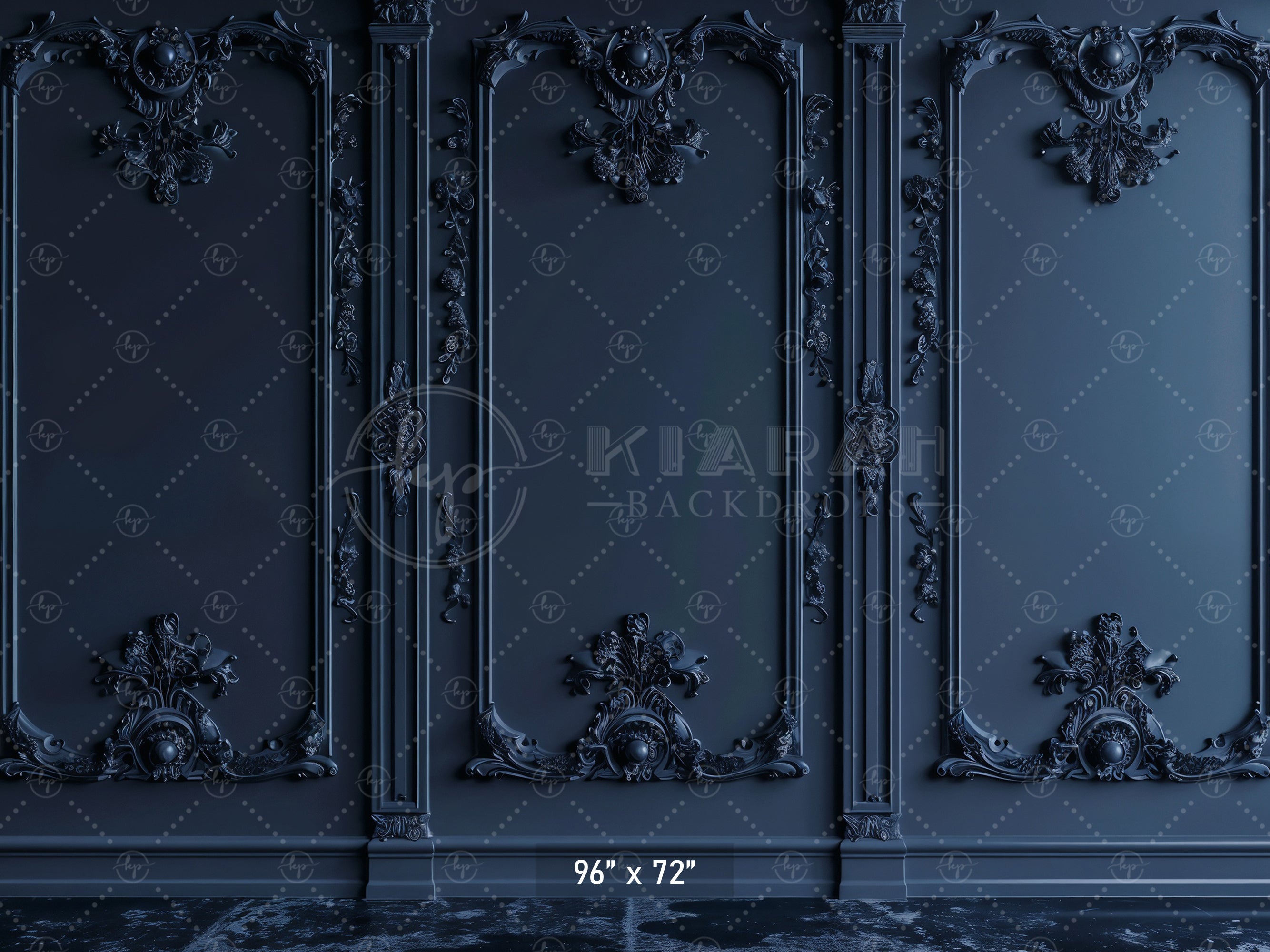 Dark Blue Victorian Panels Backdrop