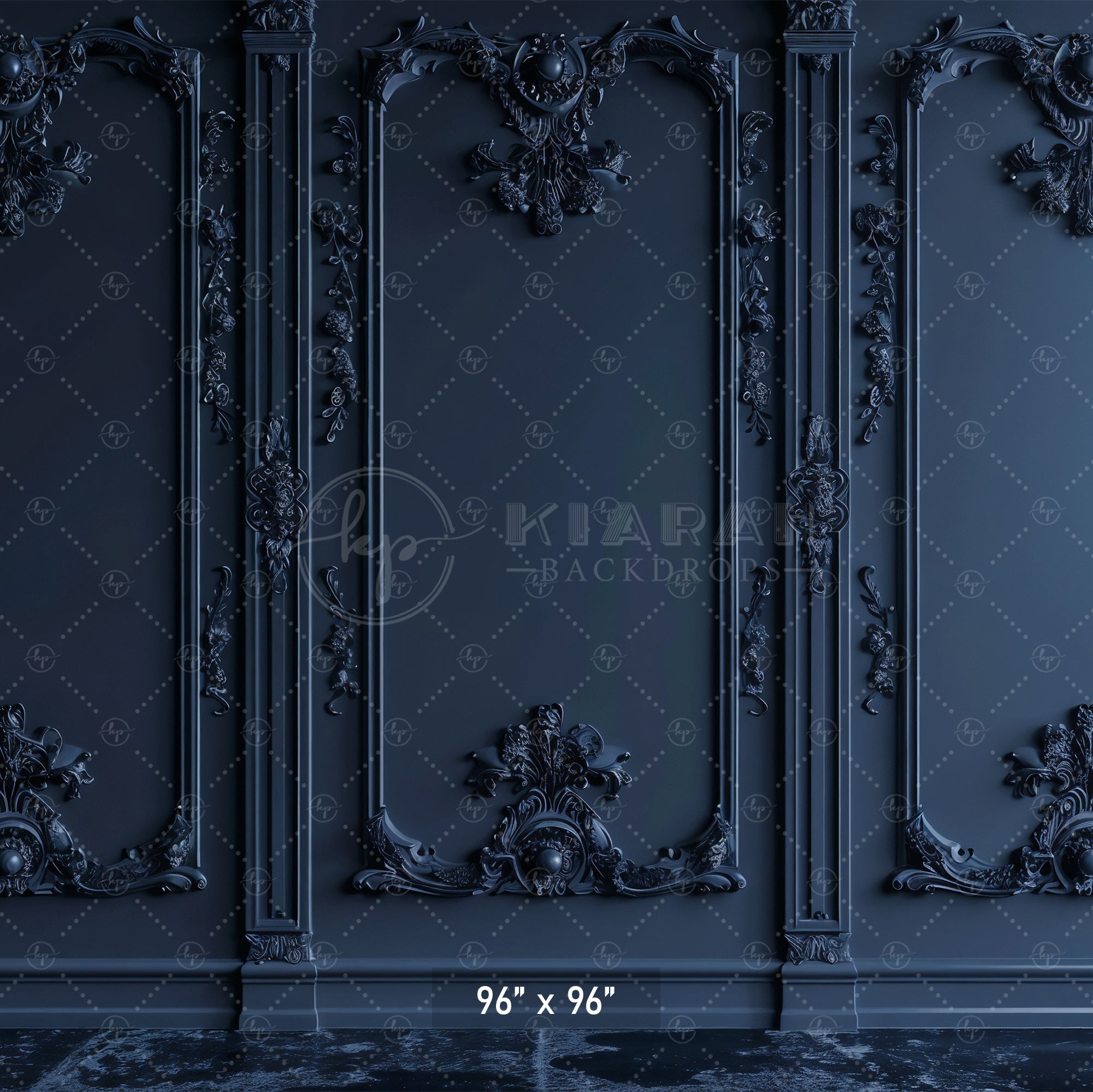 Dark Blue Victorian Panels Backdrop
